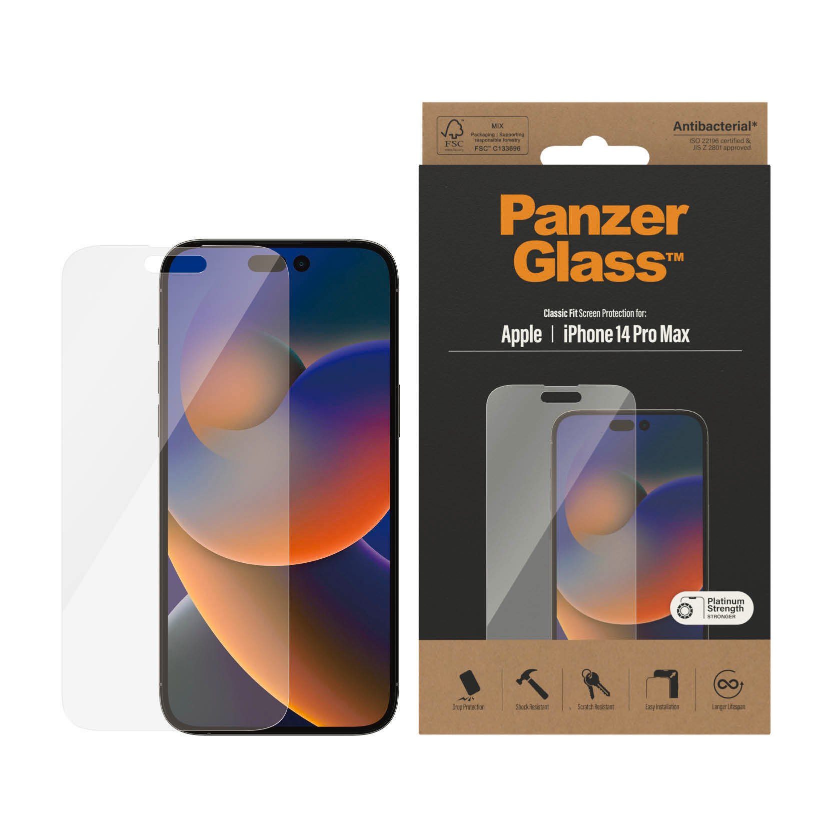PanzerGlass iPhone 14 Pro Max AB, Displayschutzglas, Optimaler Schutz vor  Kratzern, Schmutz und Stößen