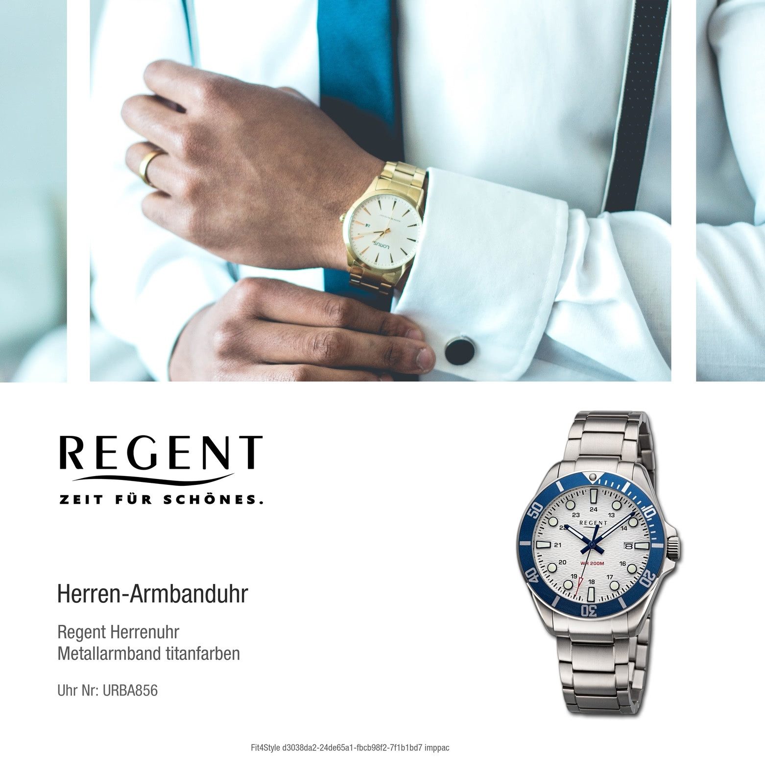 Regent Quarzuhr Regent Herrenuhr Titan-Armbanduhr Analog, (Analoguhr), Herrenuhr rund, groß (ca. 40mm) Metallarmband, Elegant-Style