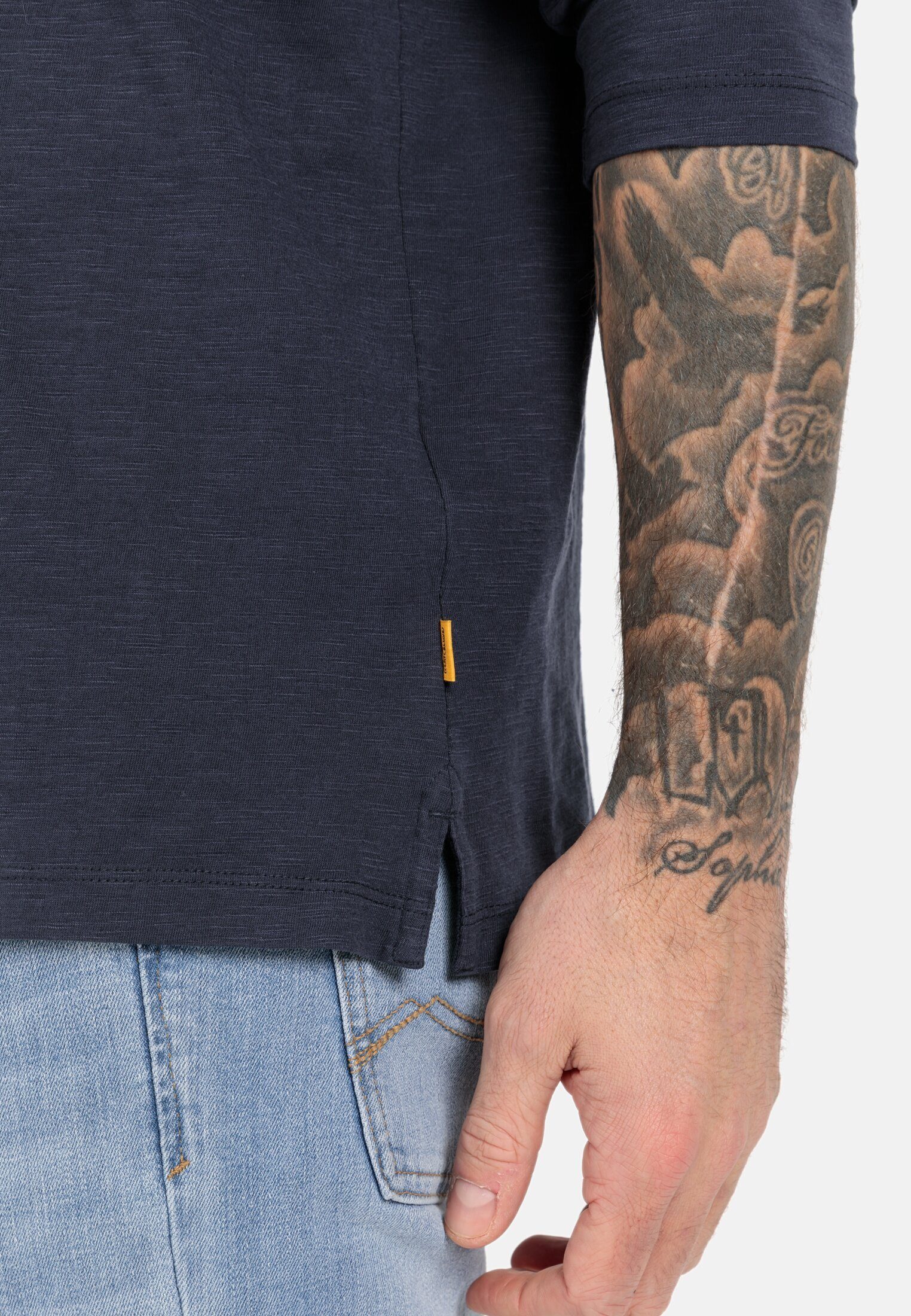 camel active Henleyshirt aus nachhaltigem Organic Cotton Langarm