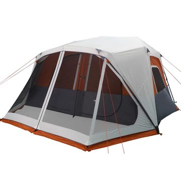 vidaXL Kuppelzelt Zelt Campingzelt Familienzelt Freizeitzelt mit LED Grau und Orange 443