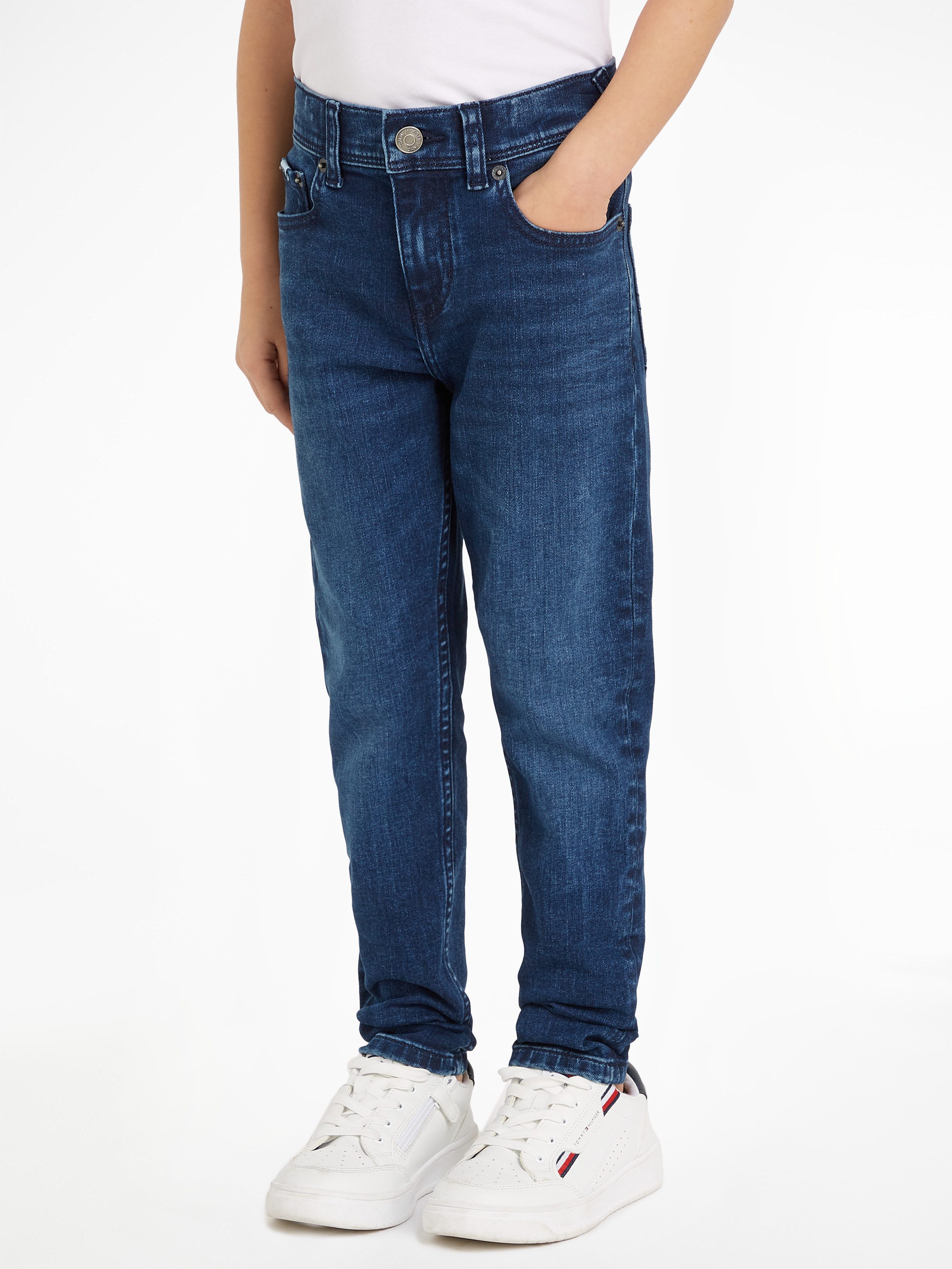 Tommy Hilfiger Skinny fit Jeans SCANTON Y CORAL BLUE DENIM Kinder bis 16 Jahre mit Logostickerei