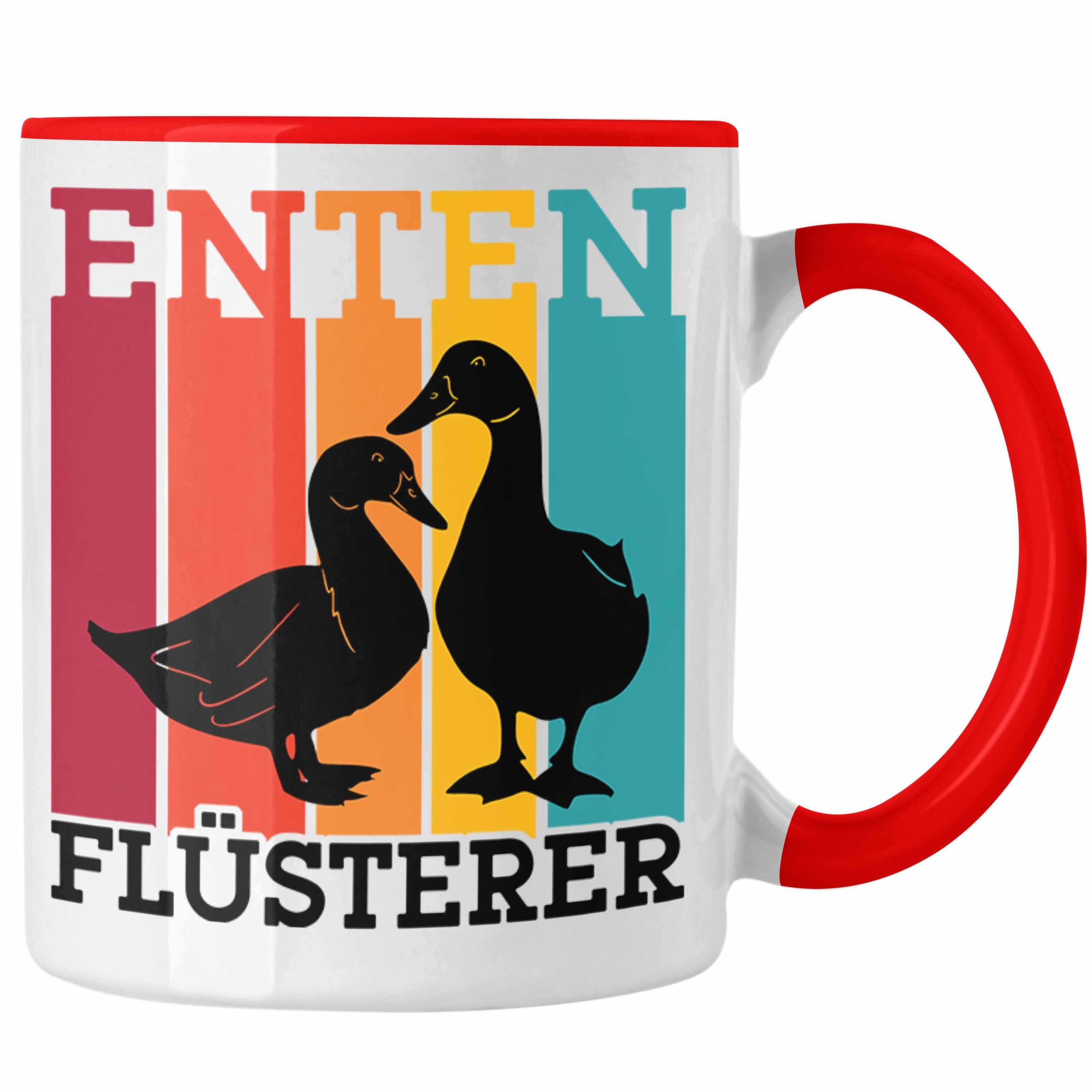 Trendation Tasse Lustige Enten Liebhaber Tasse "Enten Flüsterer" - Geschenk für Entenfr Rot