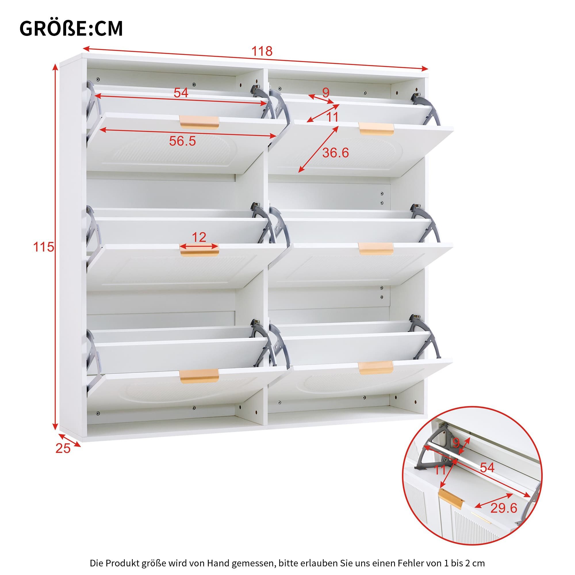 Ulife Schuhschrank Moderner Schuhschrank mit 6 Klappenfächern (118 cm)