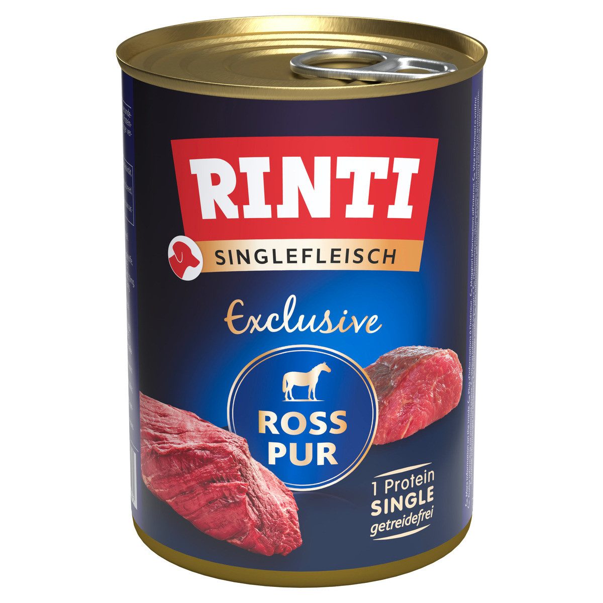 Rinti Singlefleisch Exclusive Ross Pur 400 g - 12 Stück, Nassfutter für: Hund