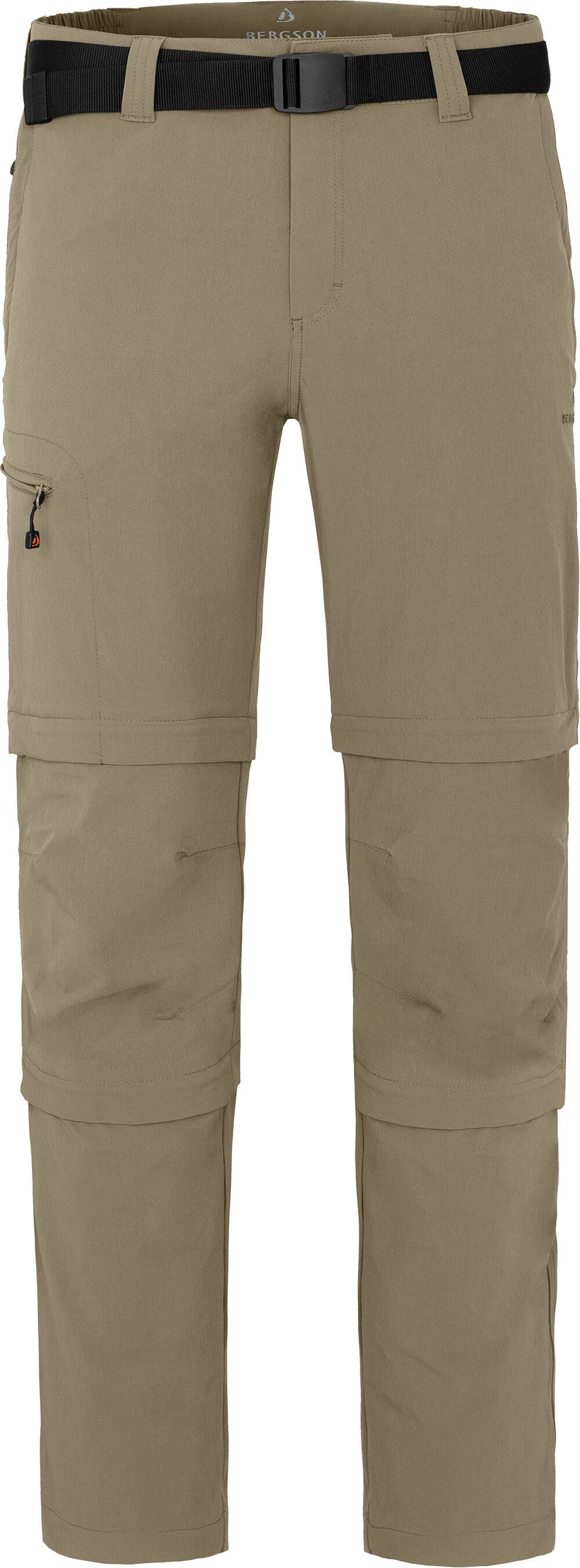 Bergson Zip-off-Hose OSSA Doppel Zipp-Off Herren Wanderhose, vielseitig, pflegeleicht, Normalgrößen, beige