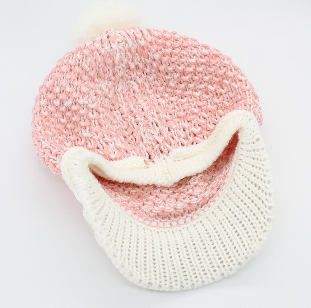dy_mode Schirmmütze Damen Strickmütze Bunt Gestrickte Schirmmütze Winter Mütze mit Schirm fester Schirm