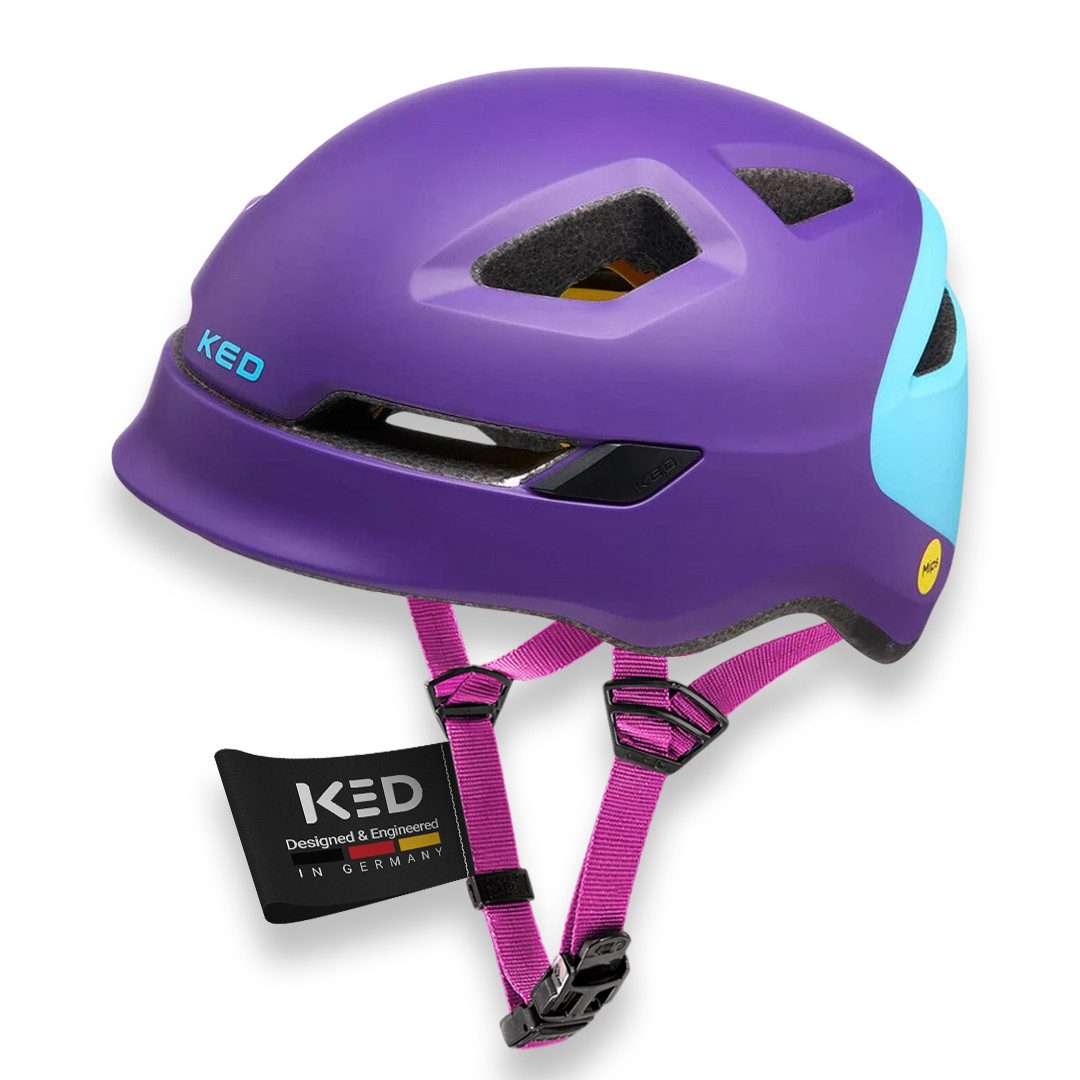KED Kinderfahrradhelm POP Kinderhelm, Leicht Mit 8 Belüftungsöffnungen, MIPS Schutz, LED-Rücklicht