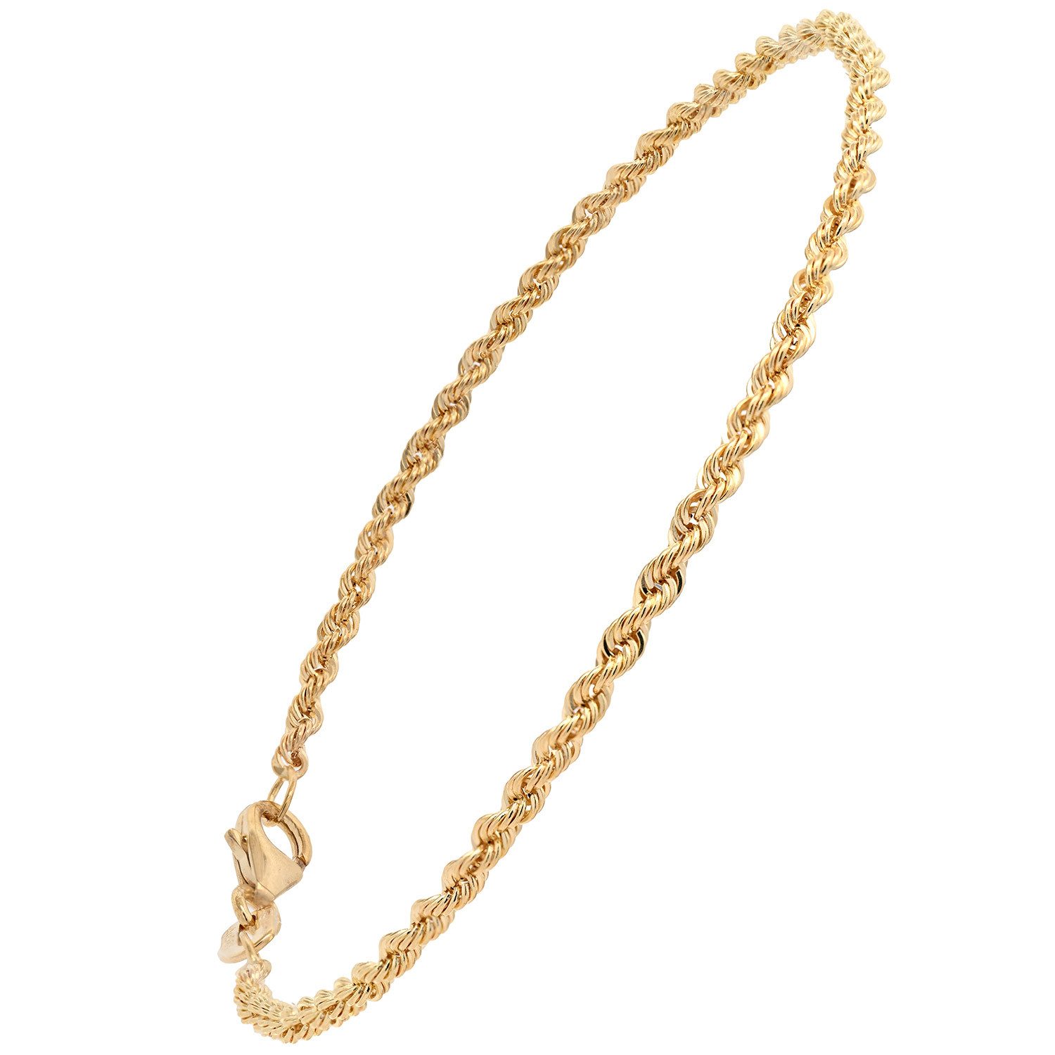 HOPLO Goldkette Goldkette Kordelkette Armkette Breite 2,2 mm 19 cm 585-14 Karat Gold, Made in Germany – Bild 2 von 5
