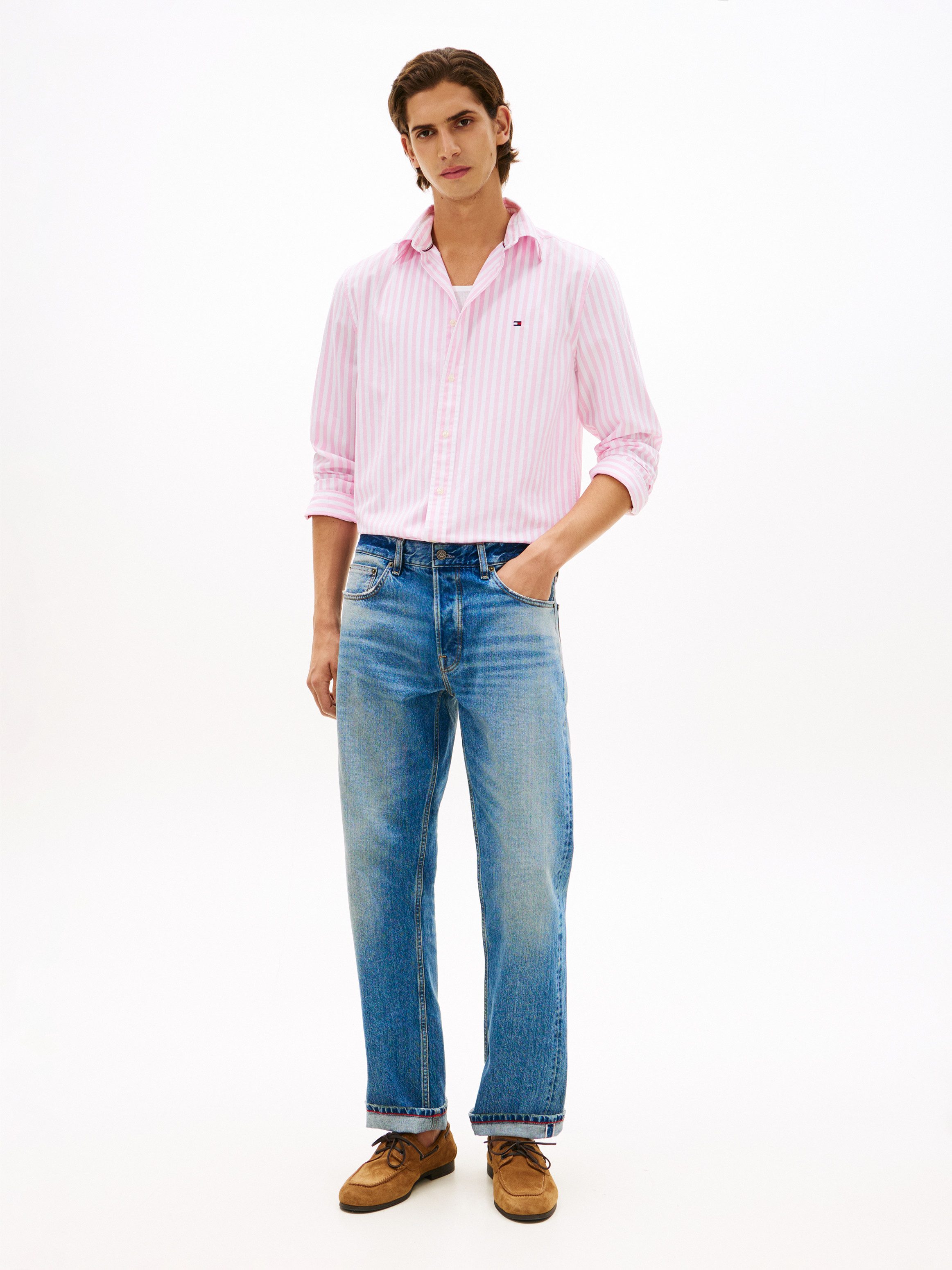 Tommy Hilfiger Langarmhemd FLEX POPLIN CLASSIC STP Regular Fit gestreift, Button-Down-Kragen