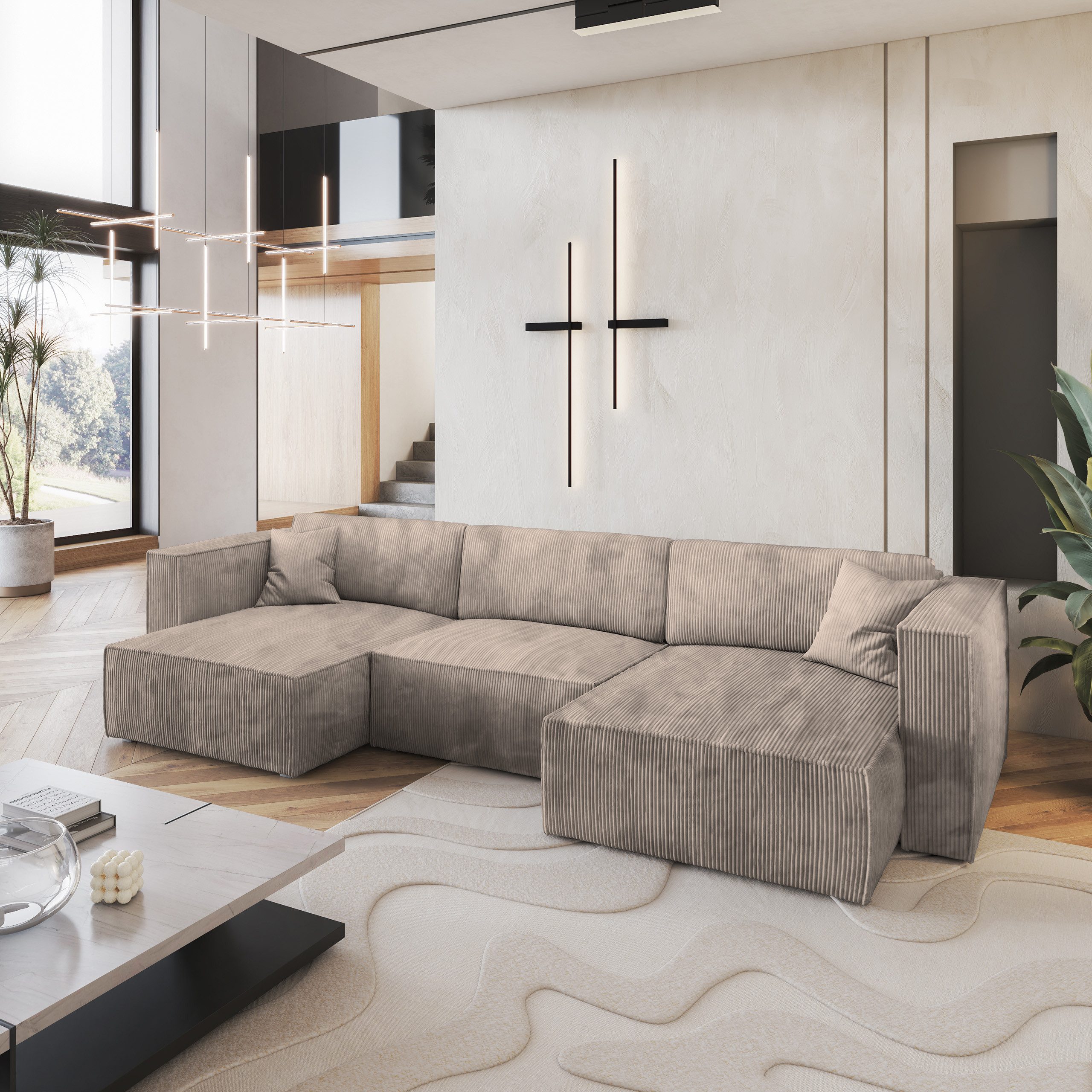 Masseno Ecksofa SARMO mit Schlaffunktion U-Form, Sofa mit Bettkasten günstig online kaufen