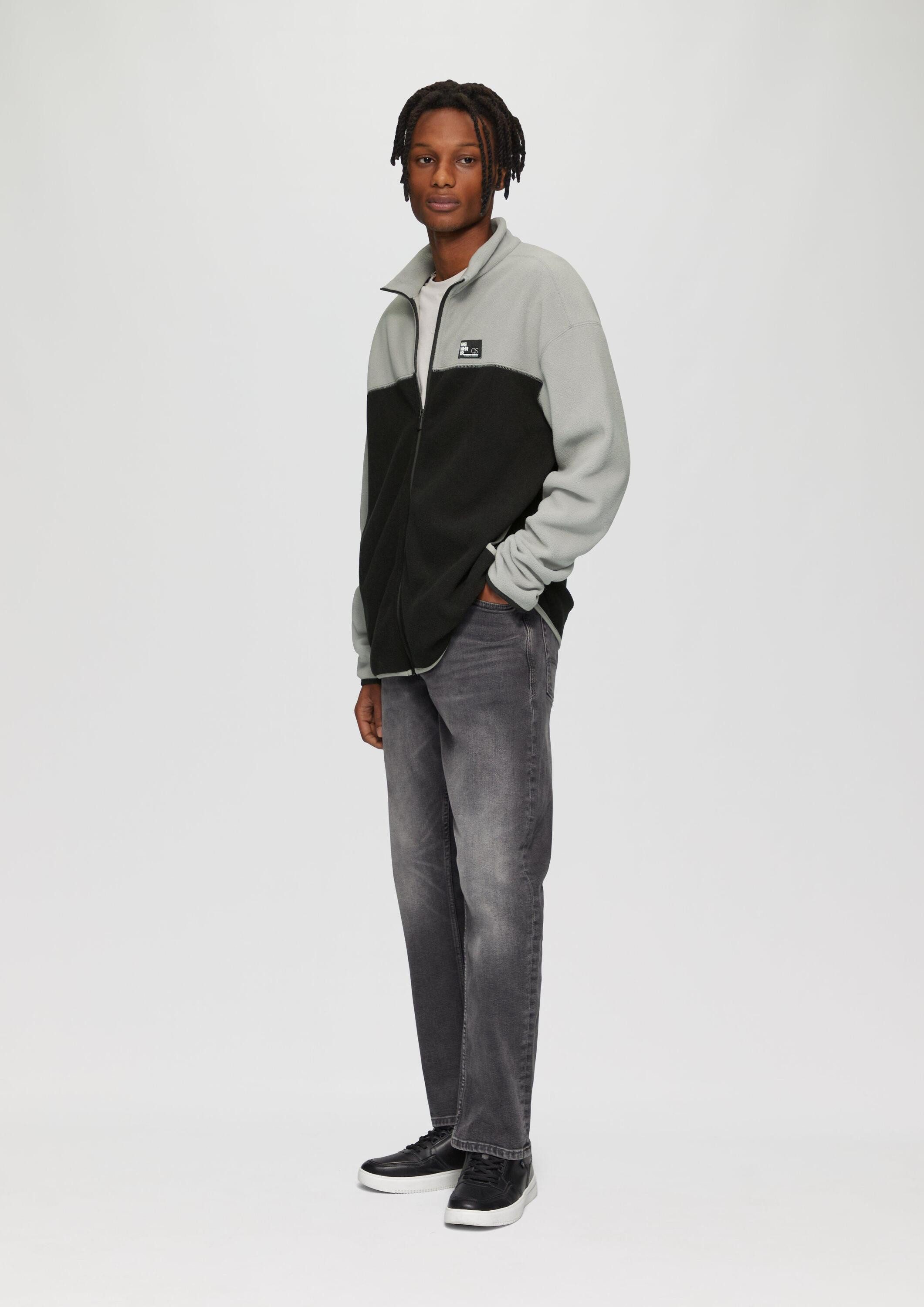 QS Sweatjacke Sweatshirt Jacke Fleecejacke mit Stehkragen