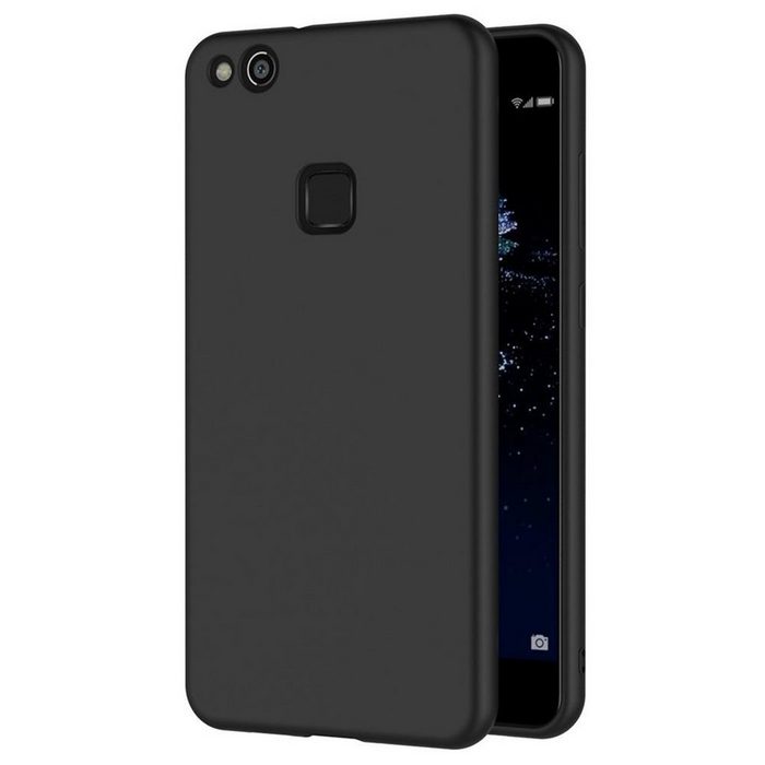 CoolGadget Handyhülle Black Series Handy Hülle für Huawei P10 Lite 5 2 Zoll Edle Silikon Schlicht Robust Schutzhülle für Huawei P10 Lite Hülle
