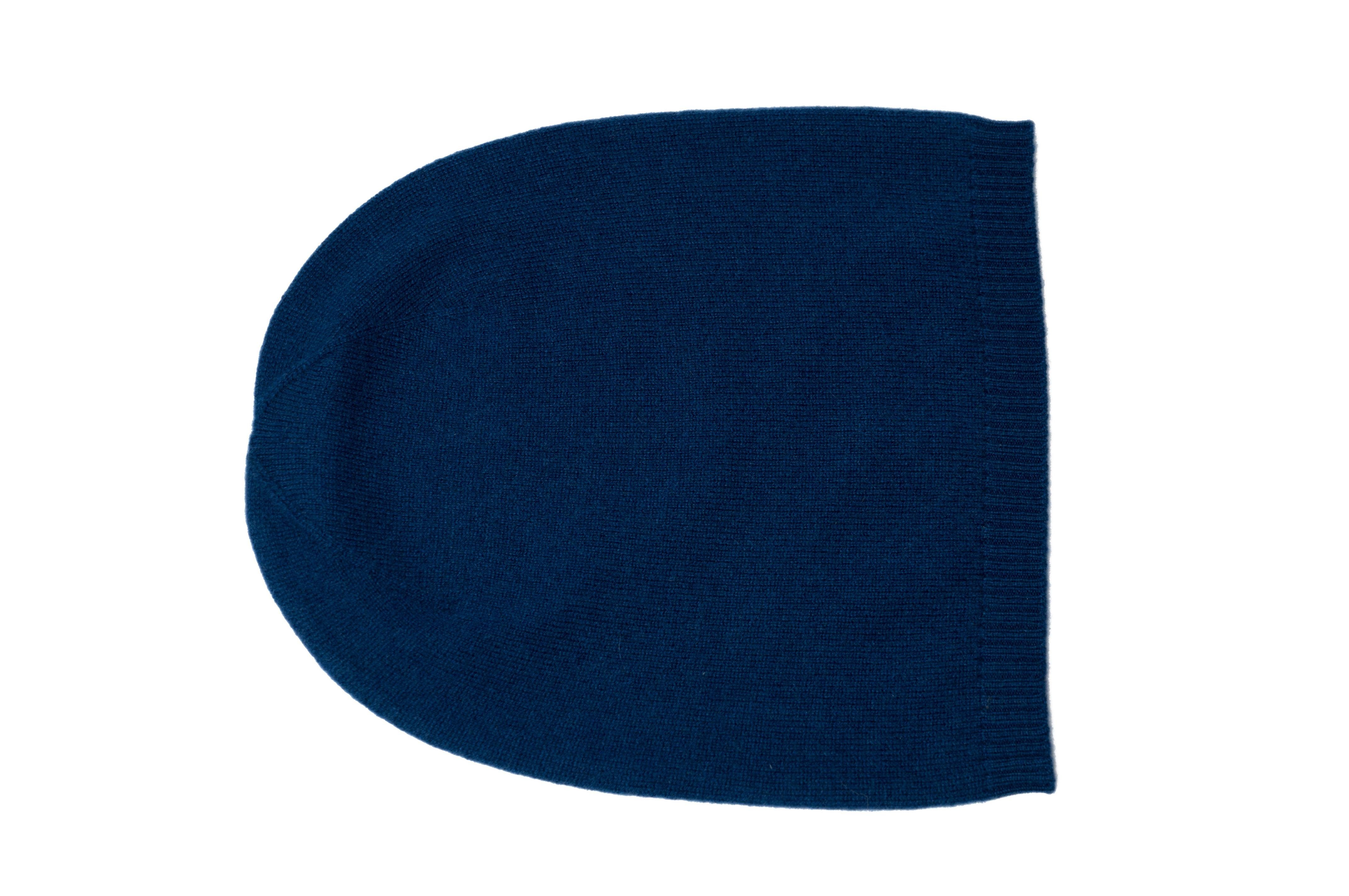 Kaschmir-Mütze 1-St) Strickmütze Kaschmir Rand (Blau) (Stück, MayTree 100% mit