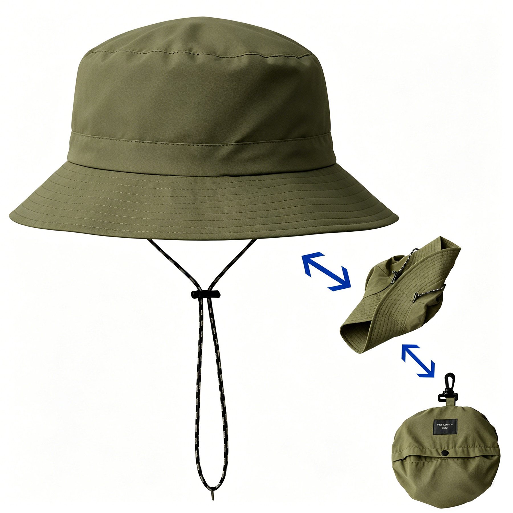 Mutig Fischerhut Sonnenhut Damen Herren, Wasserdichter Fischerhut mit Kinnriemen (UV Schutz Sommer Hut, Faltbar und Schnell trocknend, Leichter Outdoor Regenhut) für Wandern, Strand und Reisen