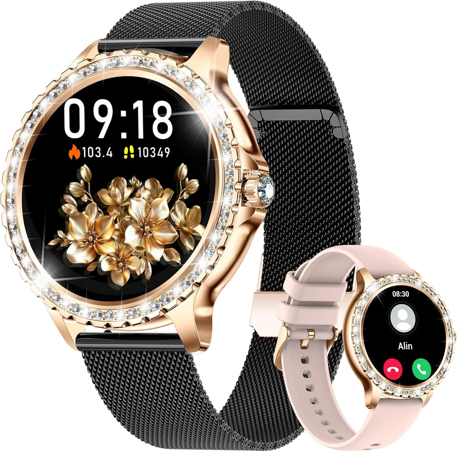 Lige BW1845H Smartwatch (3,3 cm, Android iOS), Smartwatch Damen mit Telefonfunktion, 20 Sportmodi, Herzfrequenz