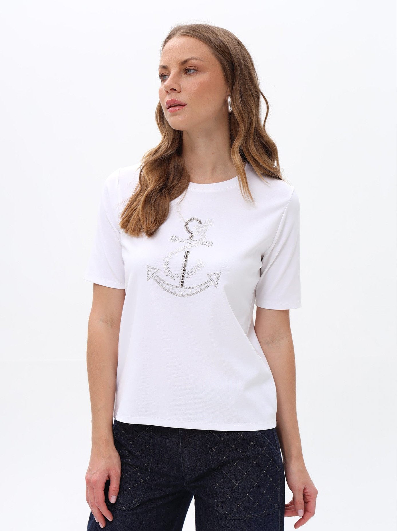 T-Shirt in weiß mit einem Anker Motiv