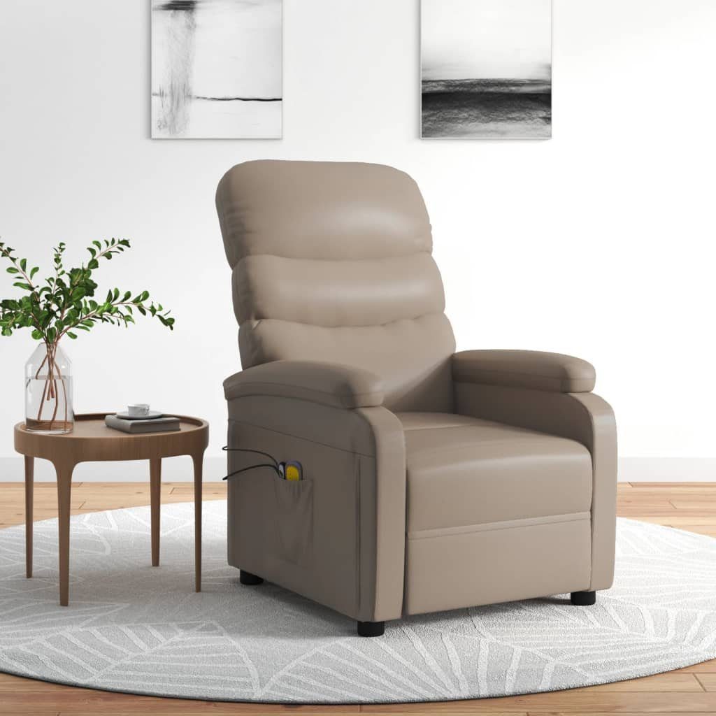 (1-St) Kunstleder vidaXL Massagesessel Elektrisch Cappuccino-Braun Massagesessel