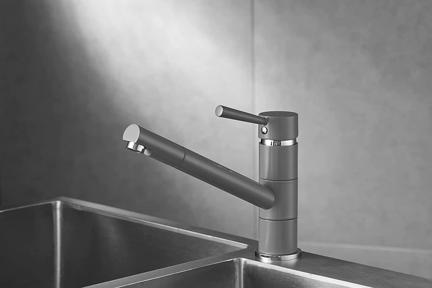Vereg Spültischarmatur Siena Wasserhahn Küchenarmatur Hochdruck Einhandmischer matt hellgrau