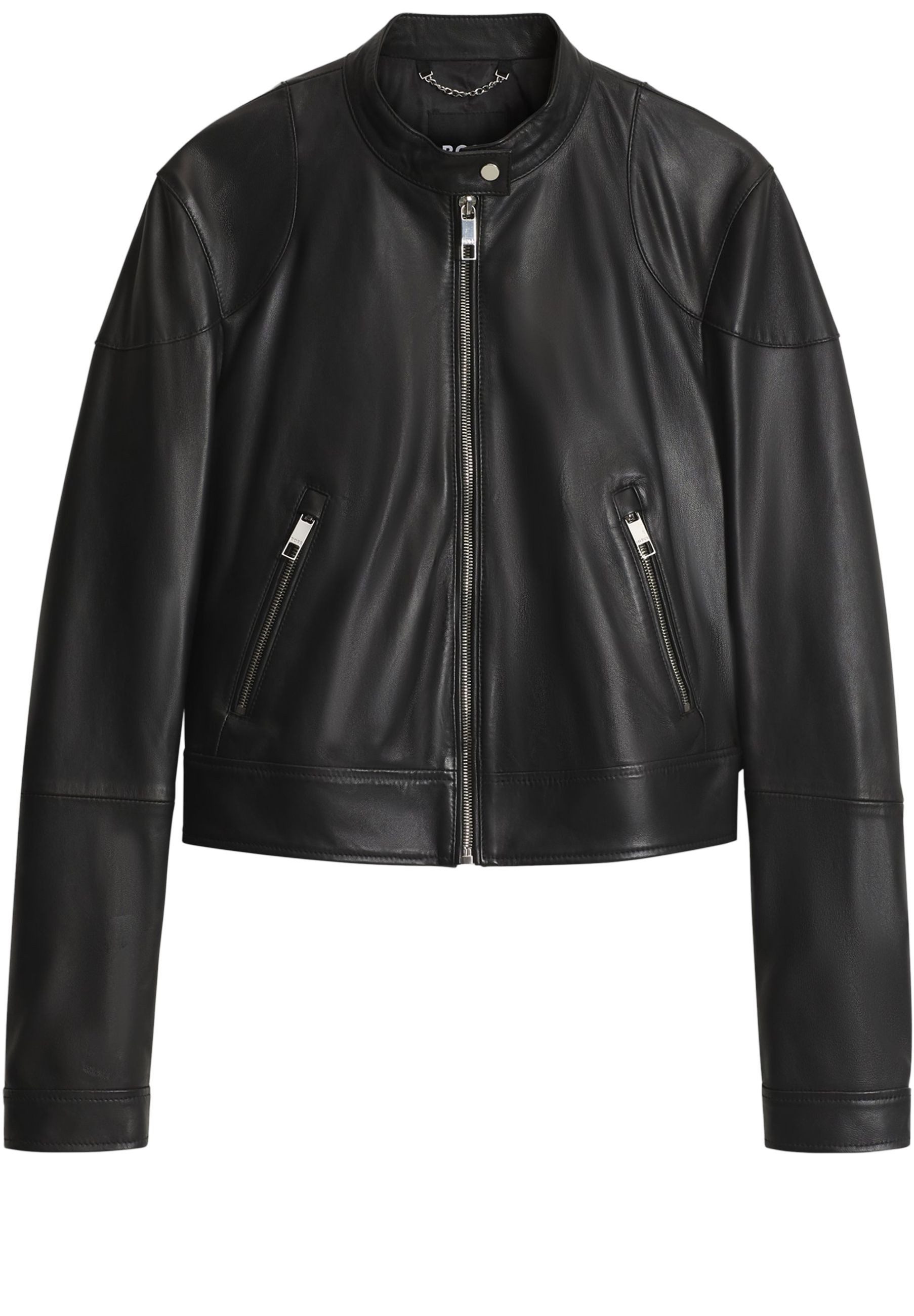 BOSS Lederjacke Satera mit Biker-Details (1-St)