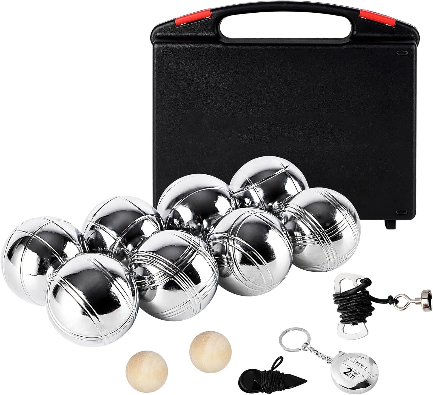 lindahandel Spielball Boule Set 6/8 Metallkugeln – Petanque mit Hartschalenkoffer & Tasche (Set, 8), Outdoor Gartenspiel für Erwachsene&Familie – ideal für Camping&Strand