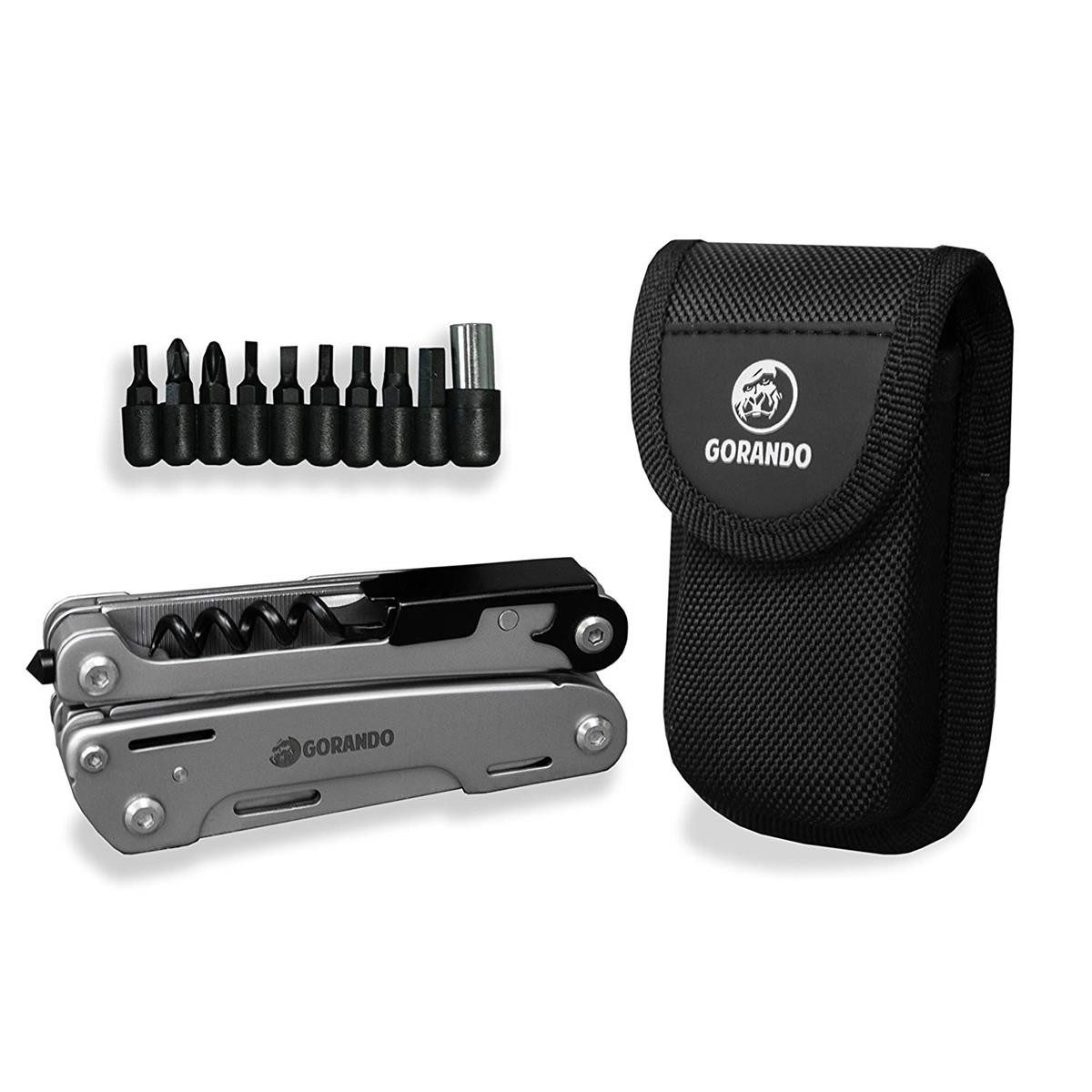 GORANDO Multitool Multitool 16in1 Taschen-Messer Multifunktions-Edelstahl-Werkzeug