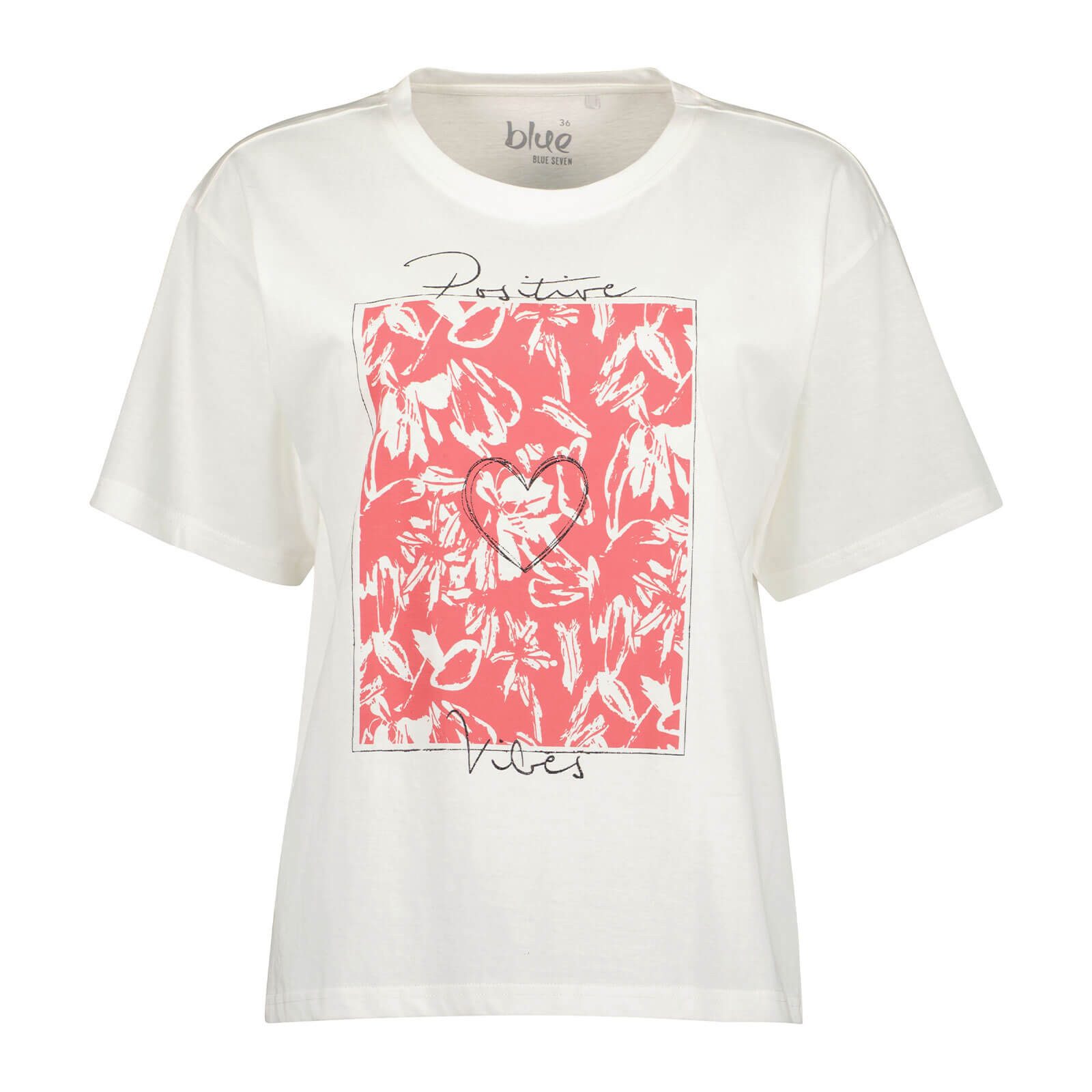 Blue Seven T-Shirt 105915 T-Shirt mit Frontprint Positive Vibes - Kurzarm-Shirt aus Baumwolle