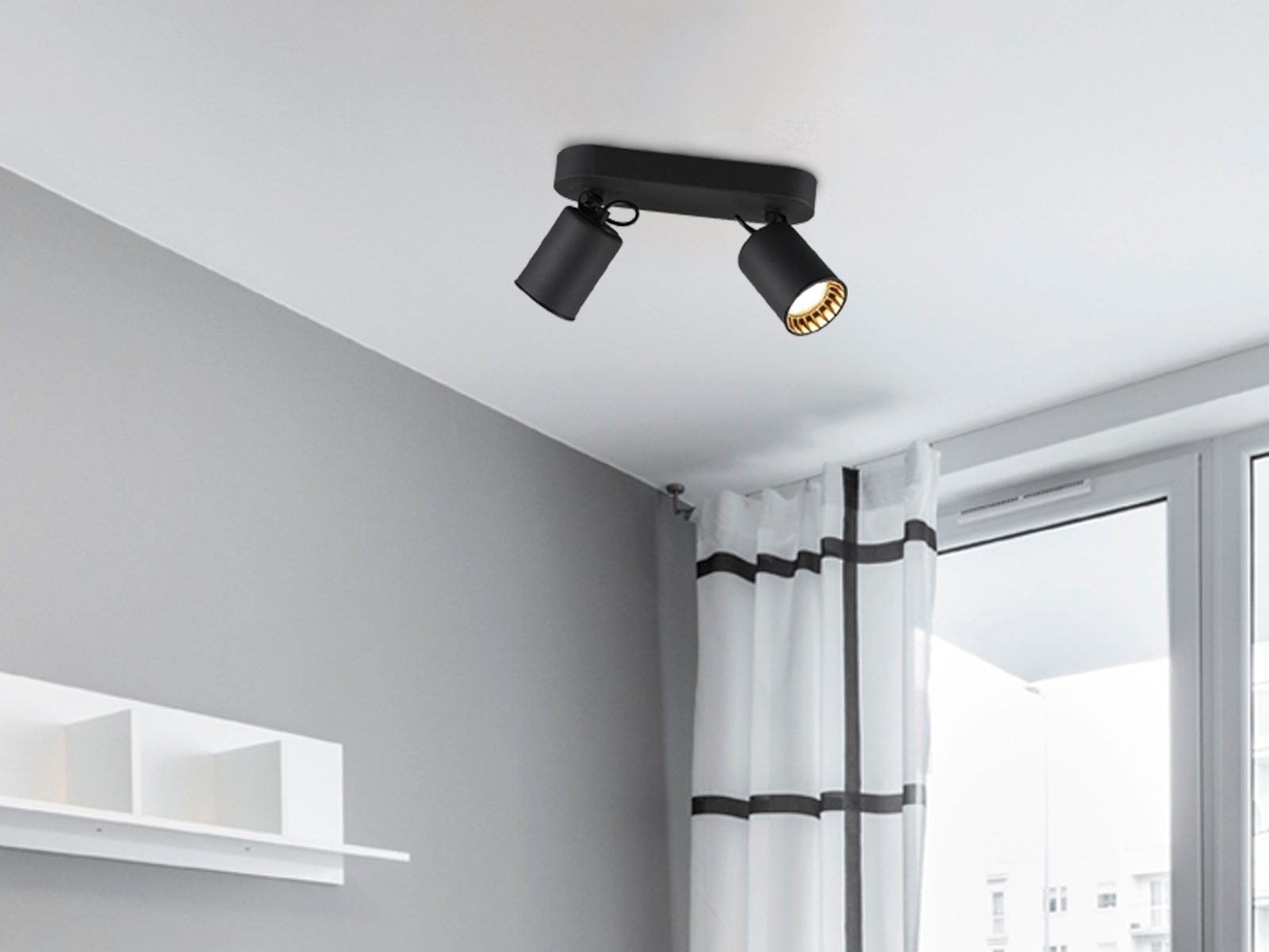 TRIO Leuchten LED Deckenstrahler, LED wechselbar, warmweiß, Decken-leuchte minimalistisch Lampe Treppenhaus Schwarz, Breite 24cm