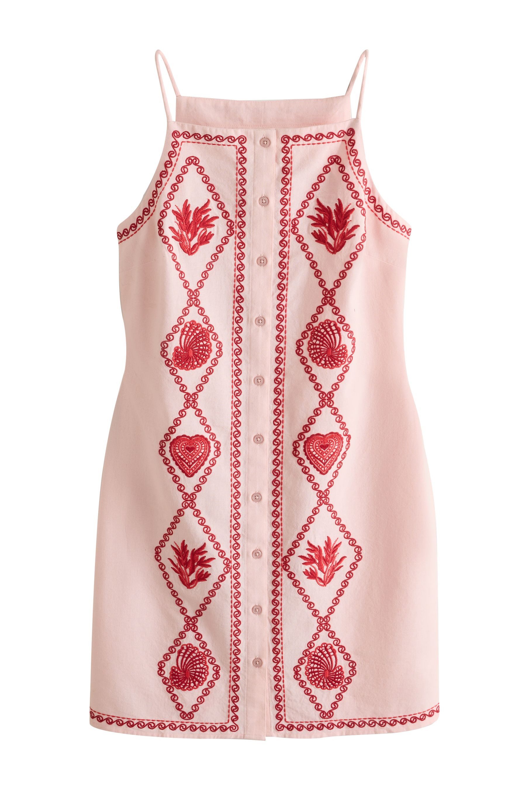 Next Minikleid Mini-Etuikleid mit Leinen und Stickerei (1-tlg)