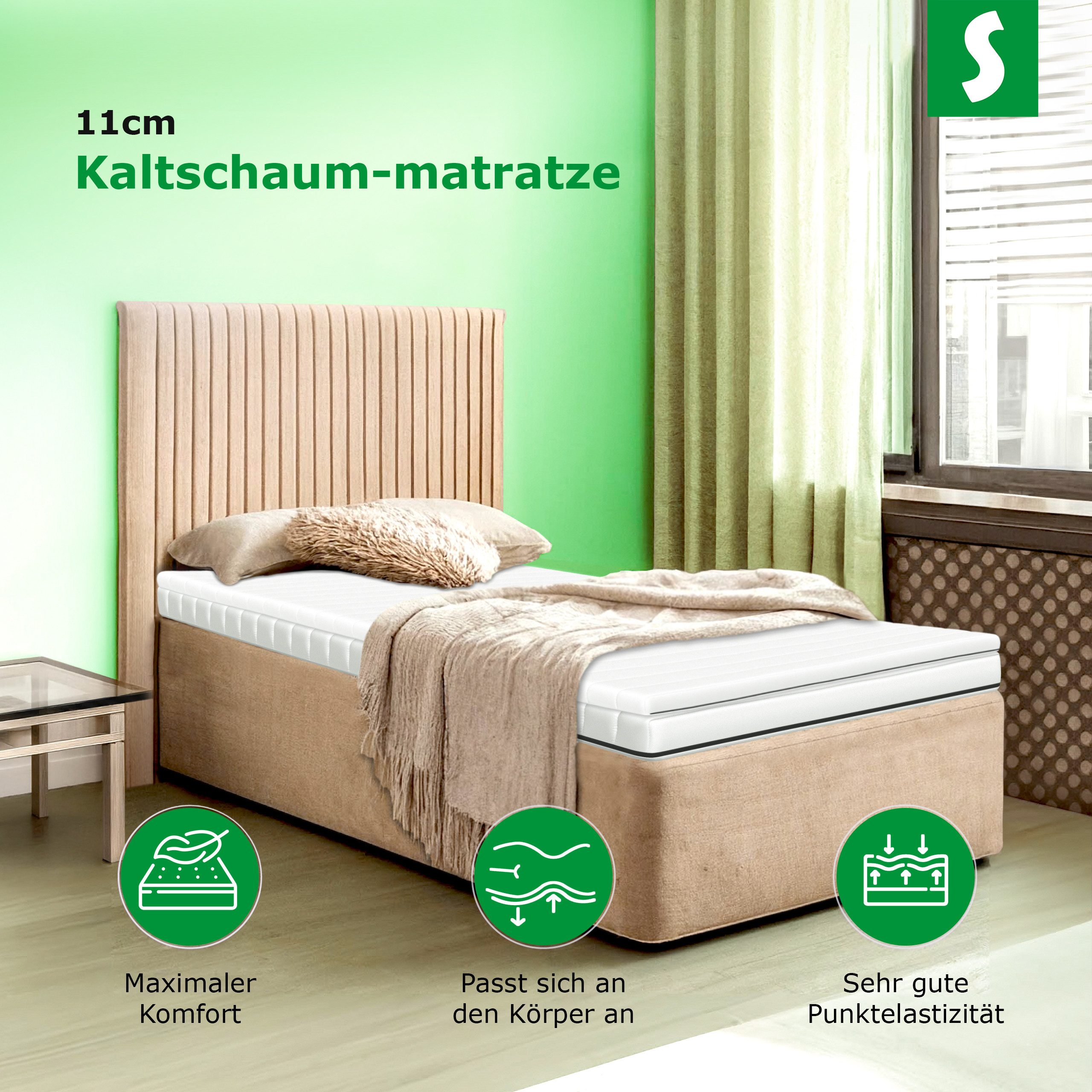 Schlaftroll, Topper Matratzentopper, 5 cm Kaltschaum, ergonomische Auflage für Matratzen, 90x200, 140x200, 180x200 cm und viele andere Größen erhältlich