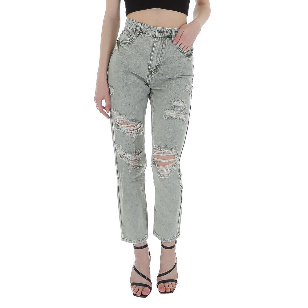 Ital-Design Relax-fit-Jeans Damen Freizeit Destroyed-Look Relaxed Fit Джинсы in Hellgrün