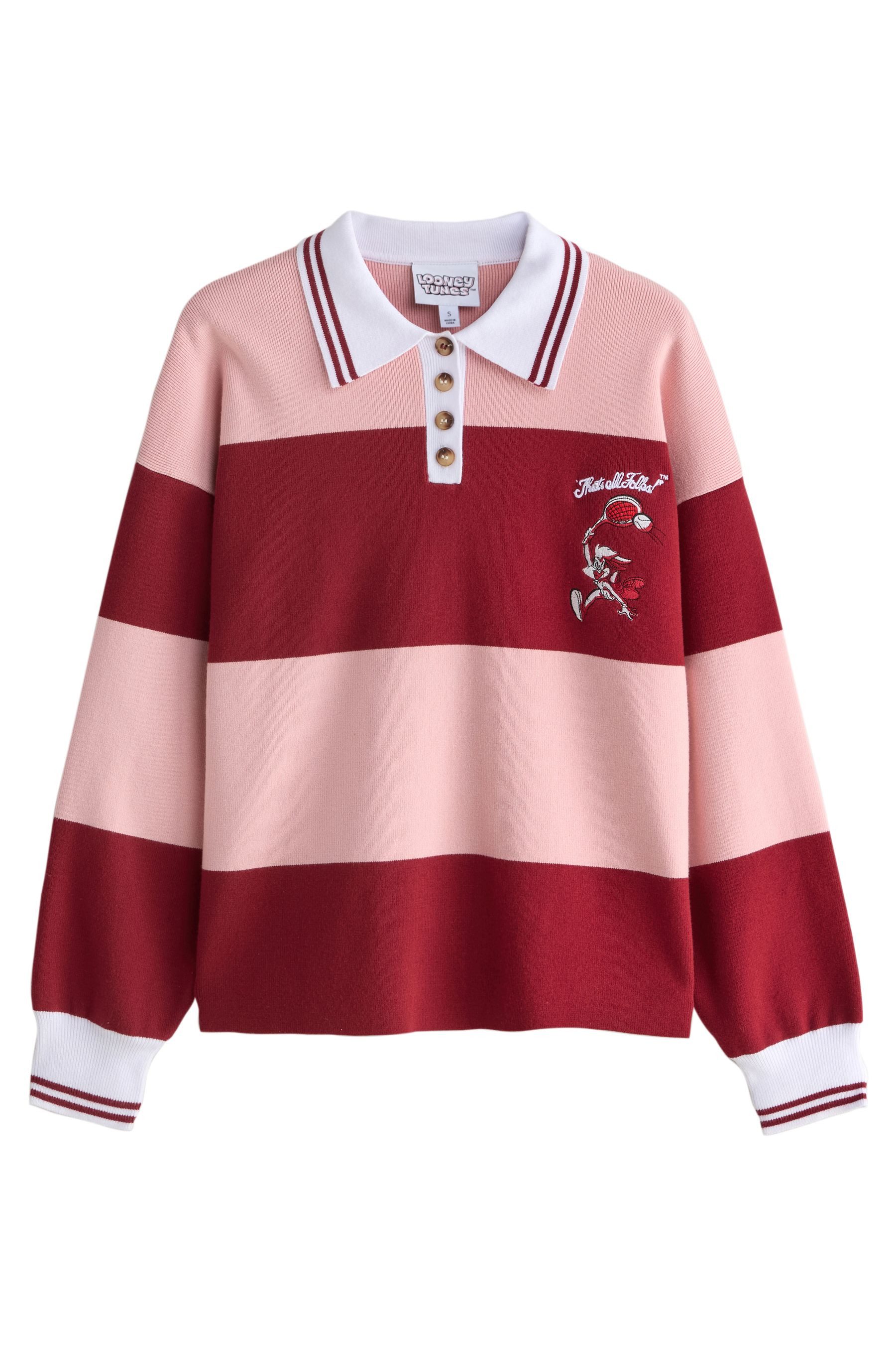 Next Strickpullover Gerippter Langarm-Polopullover, Looney Tunes (1-tlg)