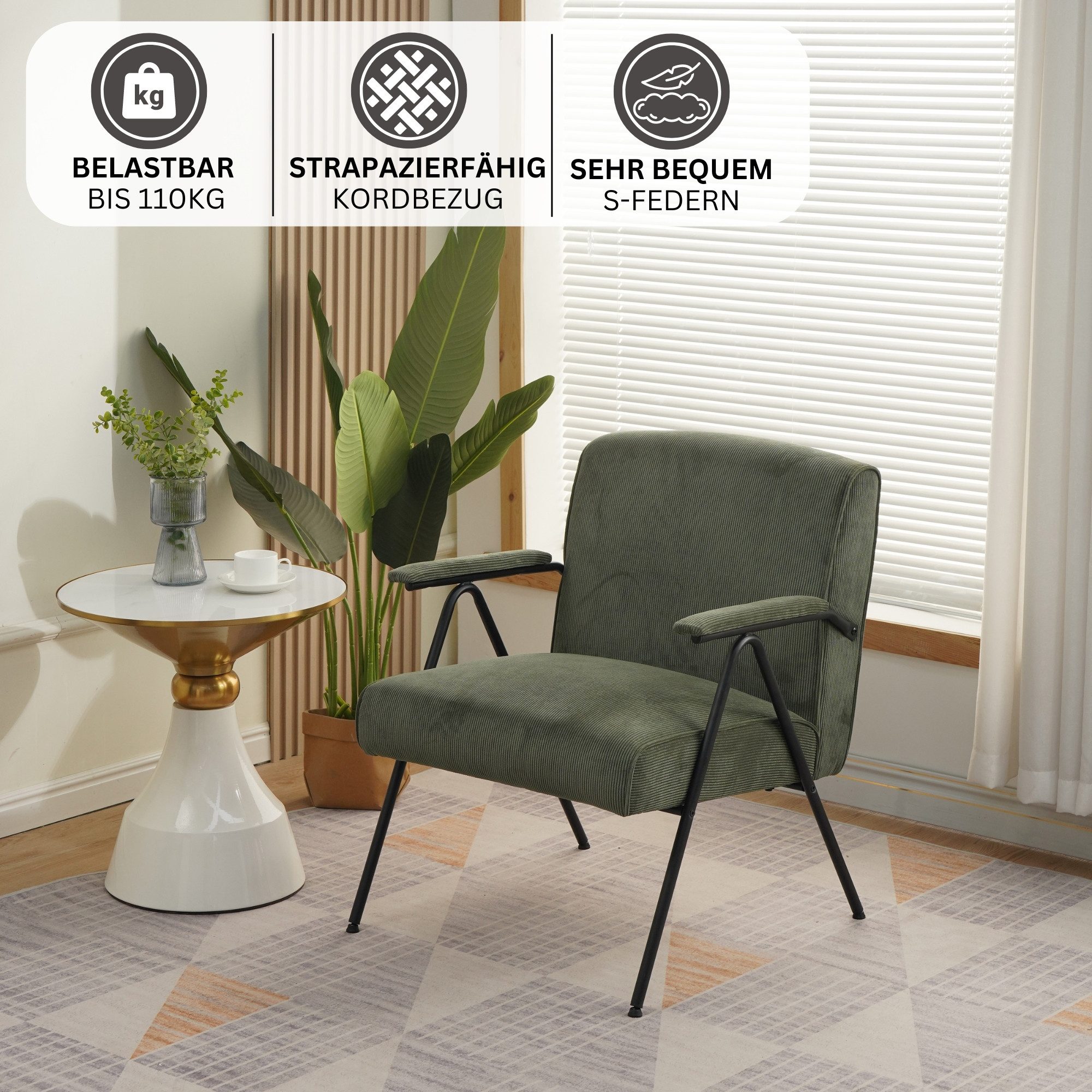Albatros International Sessel Sessel Stanford Grün Vintage Design bequem St günstig online kaufen