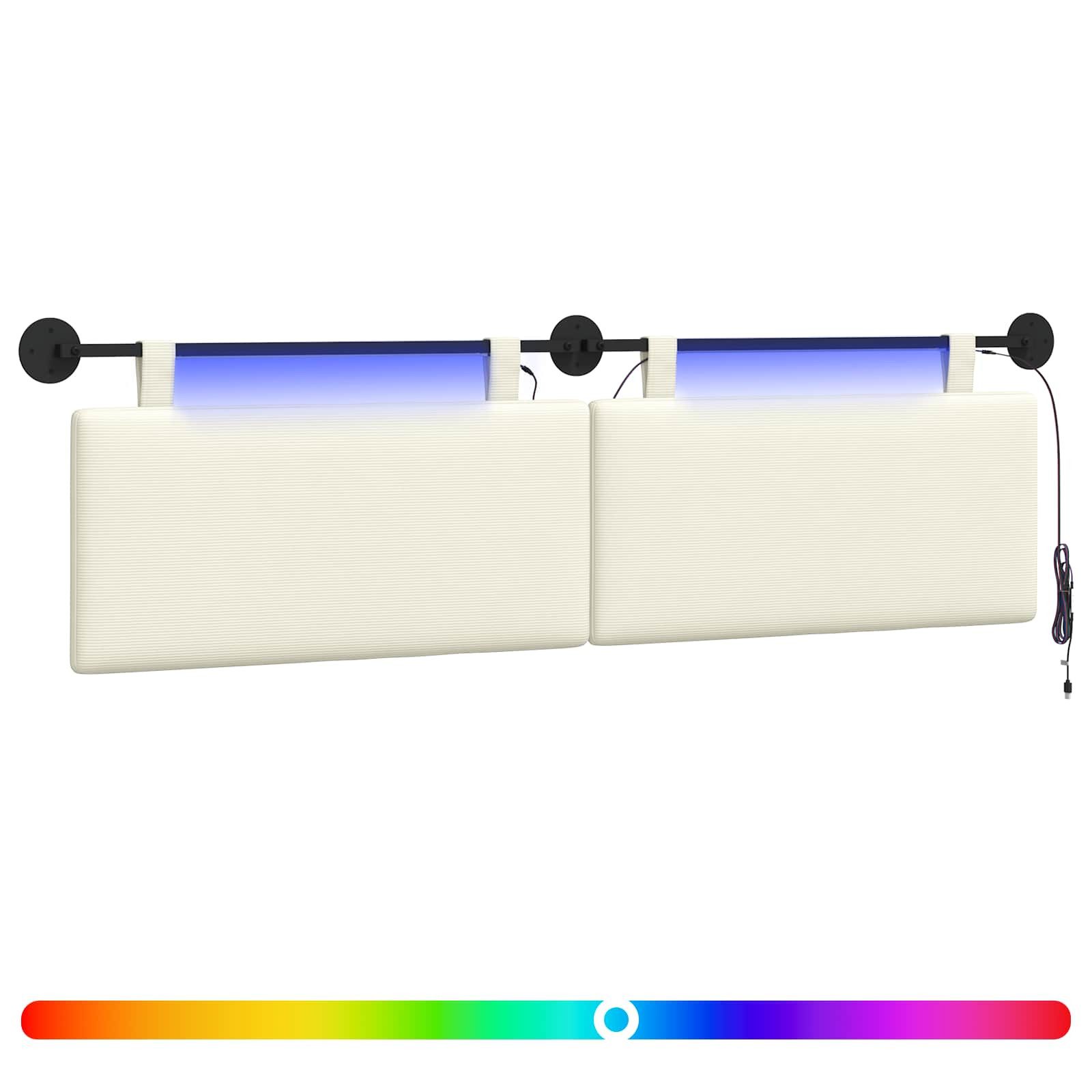 Bett Hängendes Kopfteil Mit LED Licht Creme Cordstoff