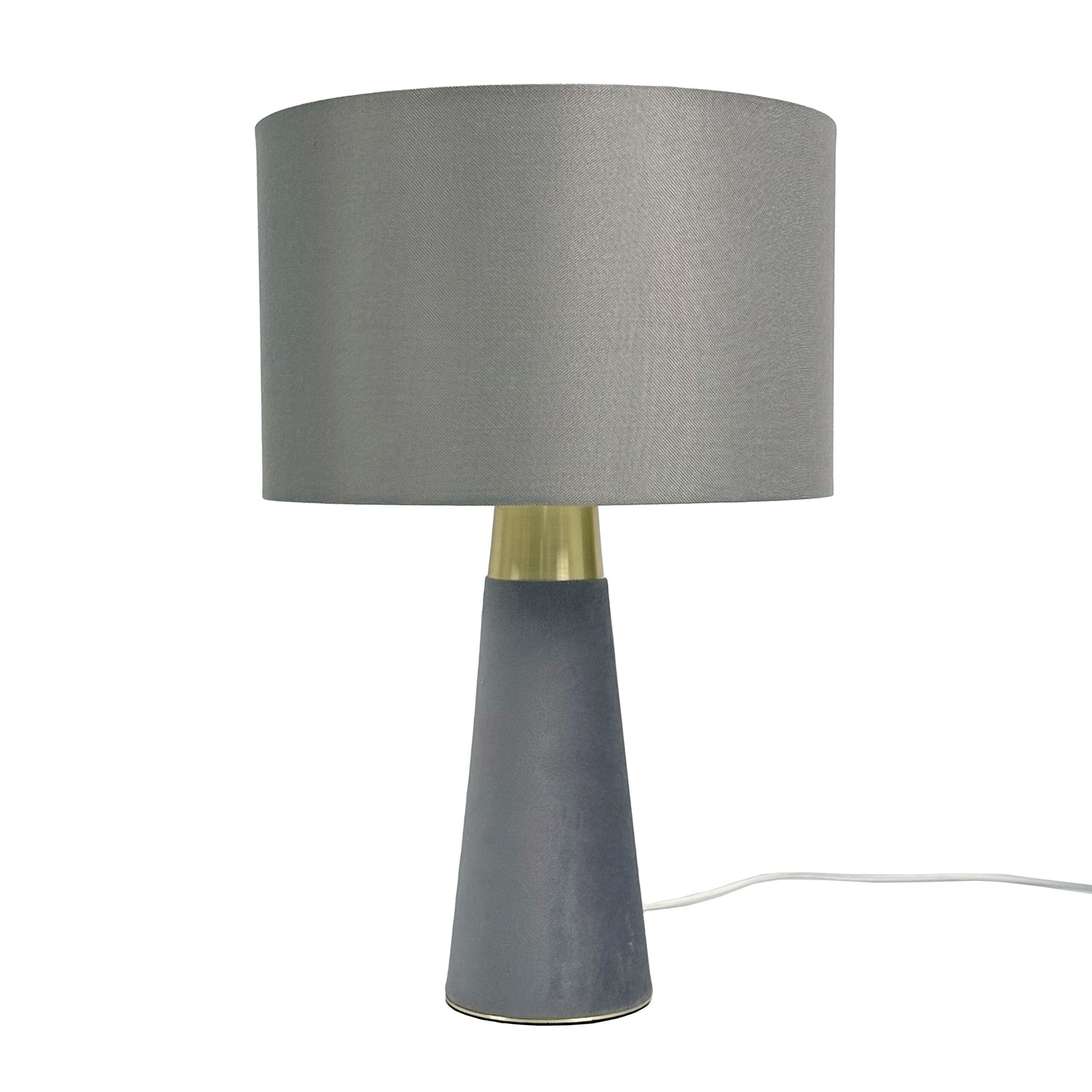 relaxdays Nachttischlampe Tischlampe Samt & Leinen, Ein-/Ausschalter, ohne Leuchtmittel, B