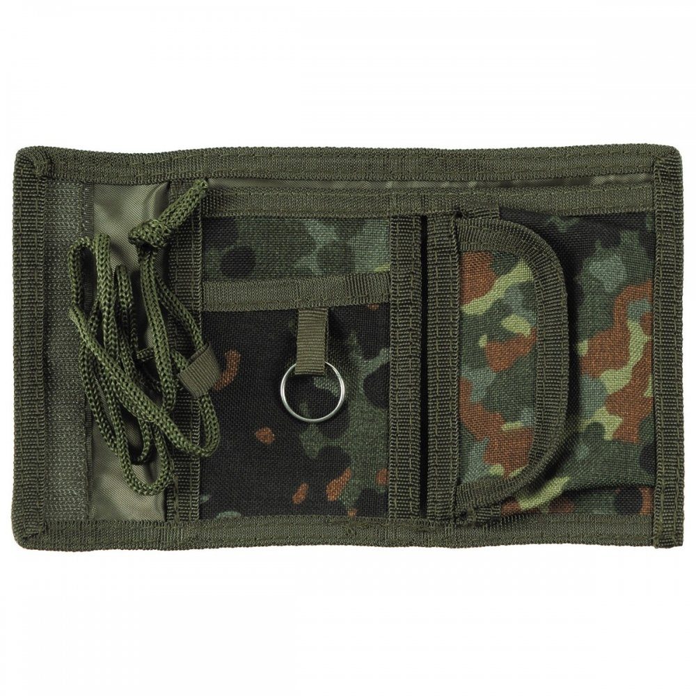 MFH Geldbörse Schlüsselring) (Packung, mit flecktarn, Nylongeldbörse, Klettverschluß mit