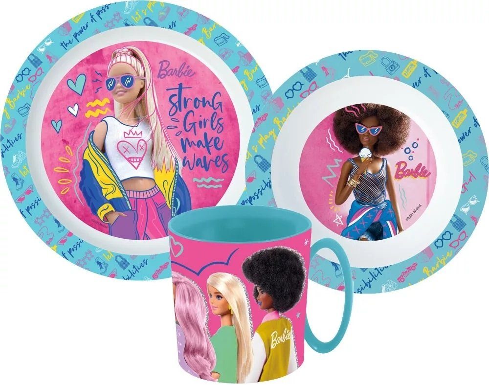 Barbie Kindergeschirr-Set Film Frühstücksset Kinder Puppe Geschirr Tellerset Kindergarten 350ml