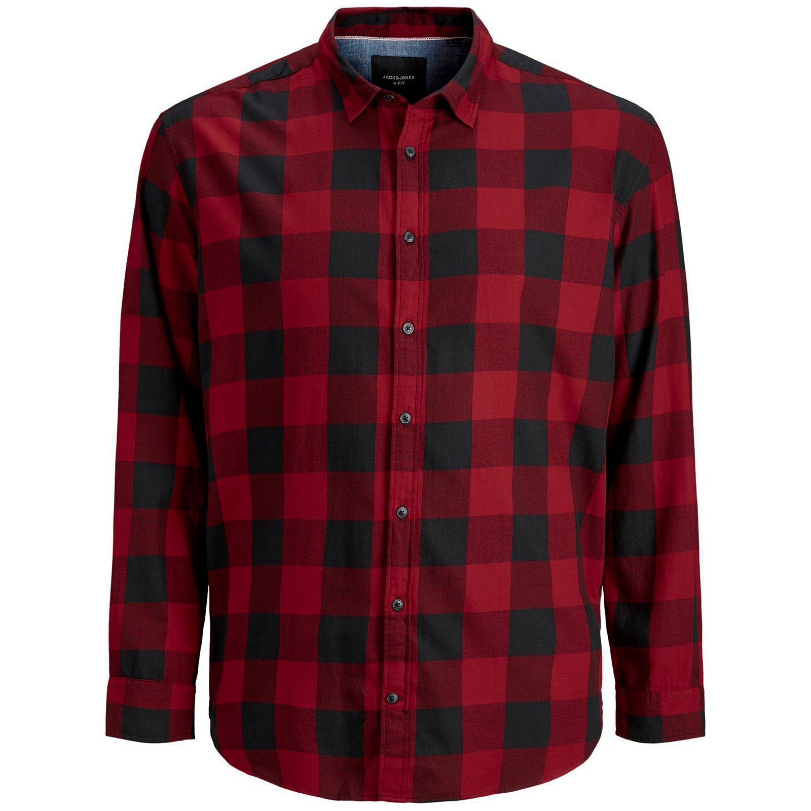 Langarmhemd Jack&Jones XXL Langarmhemd Karo rot-schwarz