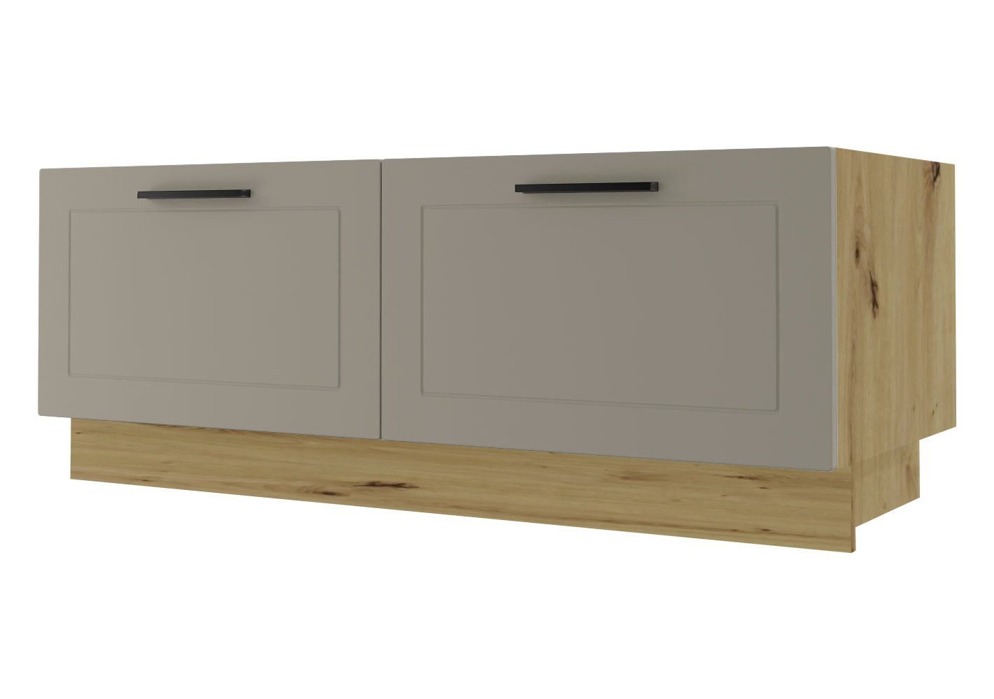 Feldmann-Wohnen Auszugsunterschrank Kvantum (Schubladen mit Teilauszug, Selbsteinzug und Soft-Close-Funktion, 1-St., Fronten mit dekorativen Fräsungen und leicht abgerundeten Ecken) 120x50x46cm eiche artisan - beige matt (Q-D2M/120)