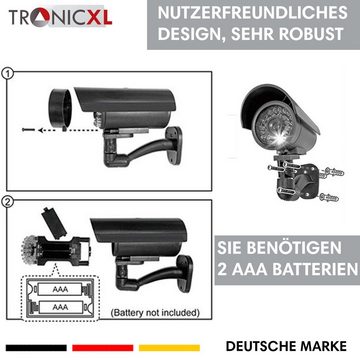 TronicXL 4x Dummy Kamera schwarz Attrappe Aussenbereich Kameraattrappe Fake Überwachungskamera Attrappe (Innenbereich, Außenbereich, Set, 4-tlg., blinkende LED I Außenbereich Outdoor Aussen)