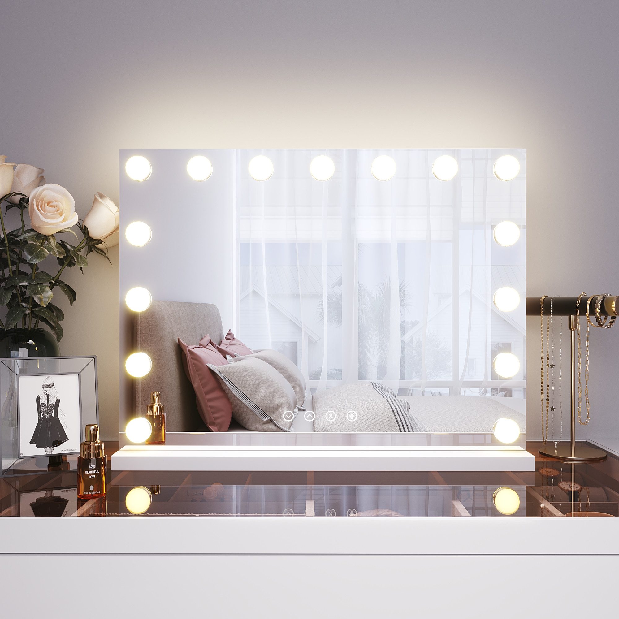 SONNI Schminkspiegel Schminkspiegel mit beleuchtung, Make-up, Hollywood Spiegel mit LED, 3 Farbe Licht