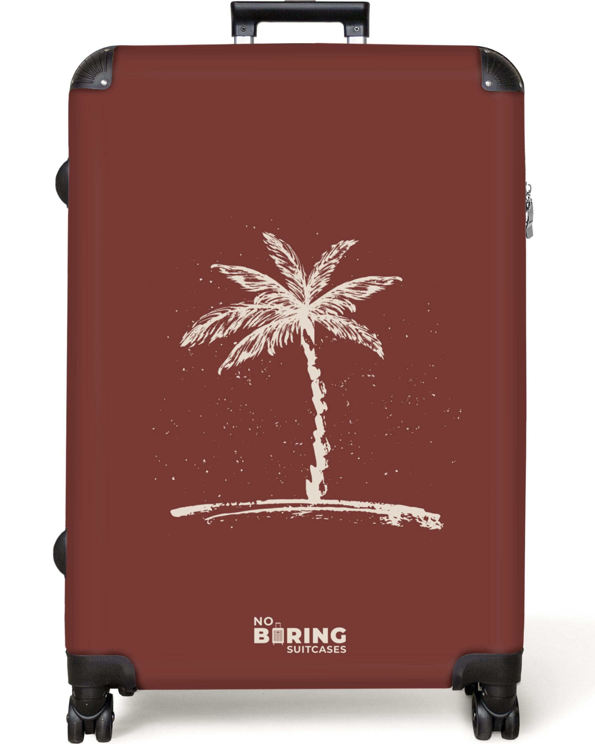 NoBoringSuitcases.com© Hartschalen-Trolley Rot mit weißer Palme günstig online kaufen
