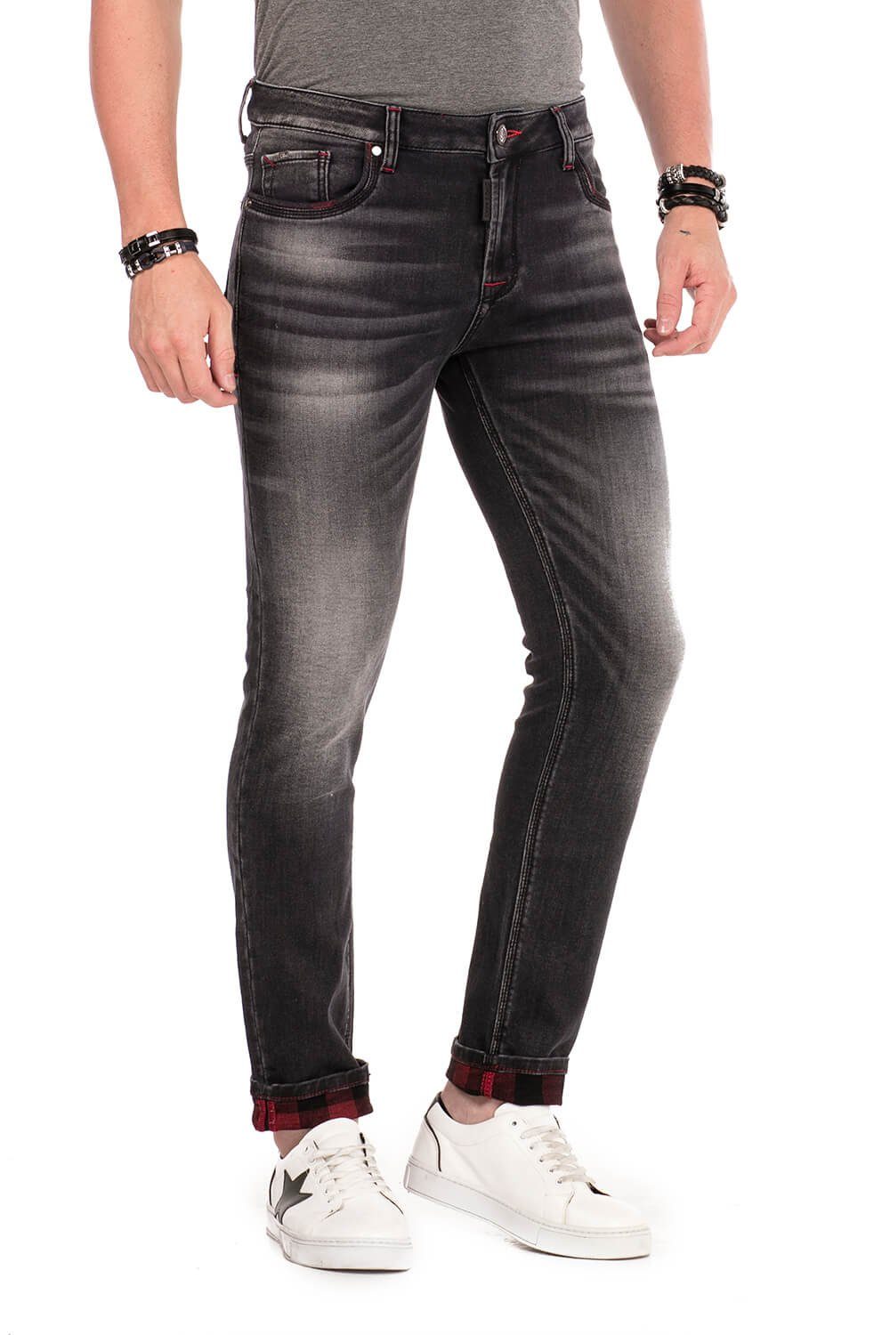 Cipo & Baxx Slim-fit-Jeans im Used Look schwarz