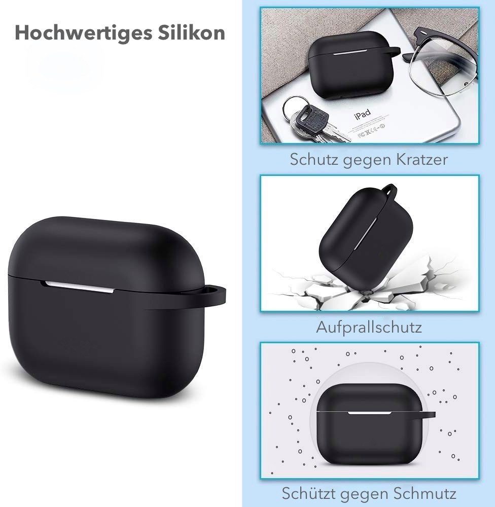 AVANA Kopfhörer-Schutzhülle Hülle für Apple AirPods (3. Generation) Schutzhülle Silikon 360° Case, Cover, Slim Fit, Ladecase Tasche, Schwarz