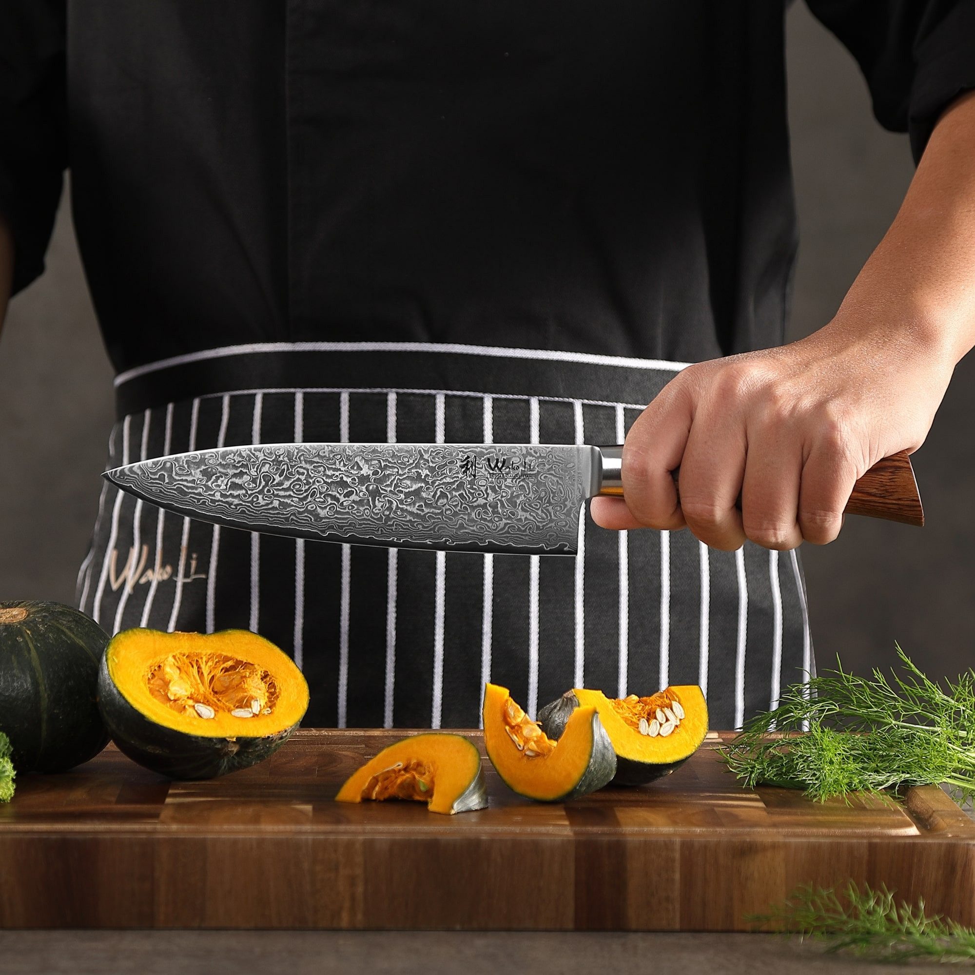 Wakoli Damastmesser EDIB Pro Damast Chefmesser Küchenmesser 20cm Klinge Pakkaholzgriff, Aus 67 Lagen Damaststahl, VG-10 Stahlkern