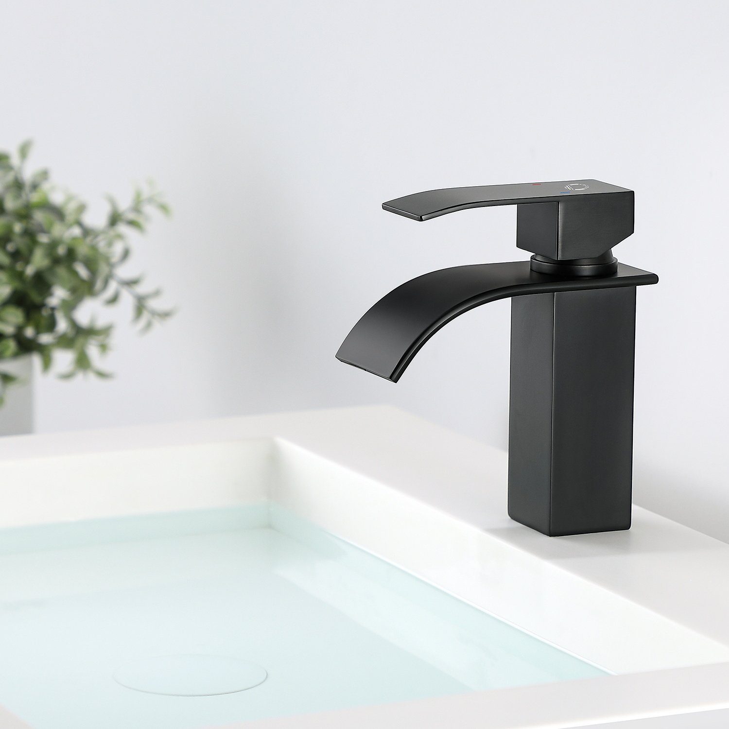 Schwarz*1 Armatur Waschbecken Waschtischarmatur Wasserhahn Wasserfall Waschtischarmatur CECIPA Schwarz