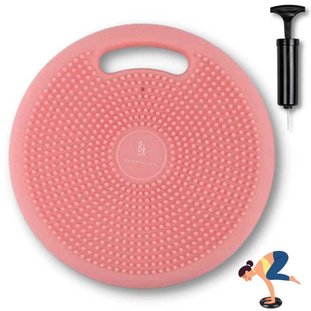 Winch Balancekissen ideal für Fitness, Yoga & Therapie inkl. Luftpumpe, 3 Jahre Garantie, integrierter Tragegriff, Noppenoberfläche rosa