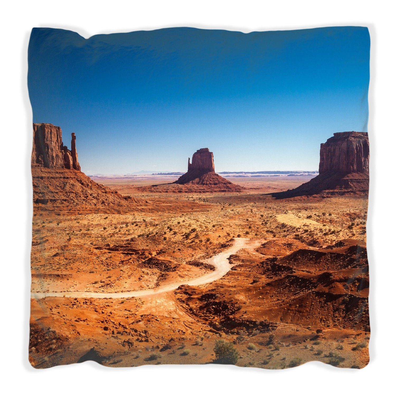 Wallario Dekokissen Monument Valley unter blauem Himmel, handgenäht