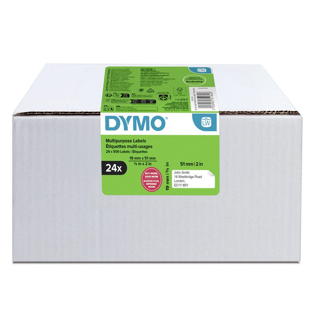 DYMO Etiketten DYMO Etiketten Rolle 19 x 51 mm Weiß 24 Rollen Wiederablösbar 2234184