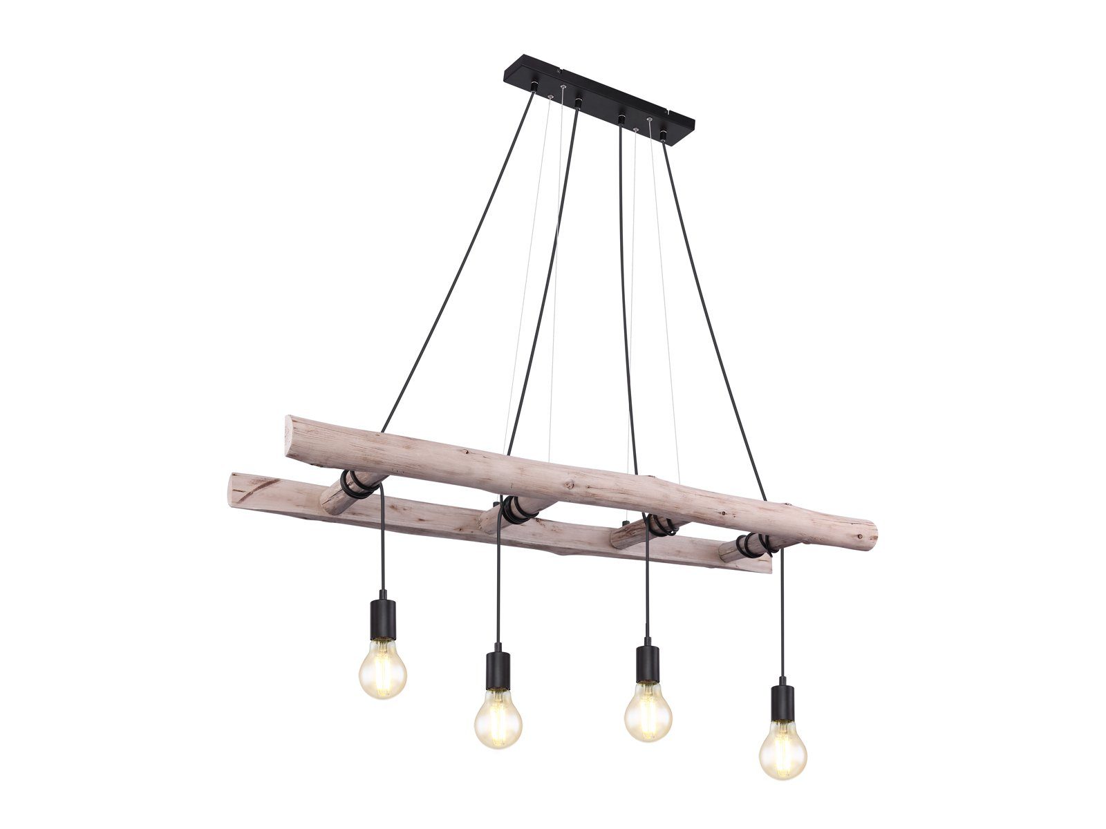 GLOBO LIGHTING LED Pendelleuchte, Dimmfunktion, LED wechselbar, Warmweiß, Balkenlampe mit Holz-balken hängend für Esstisch Kücheninsel L: 115cm