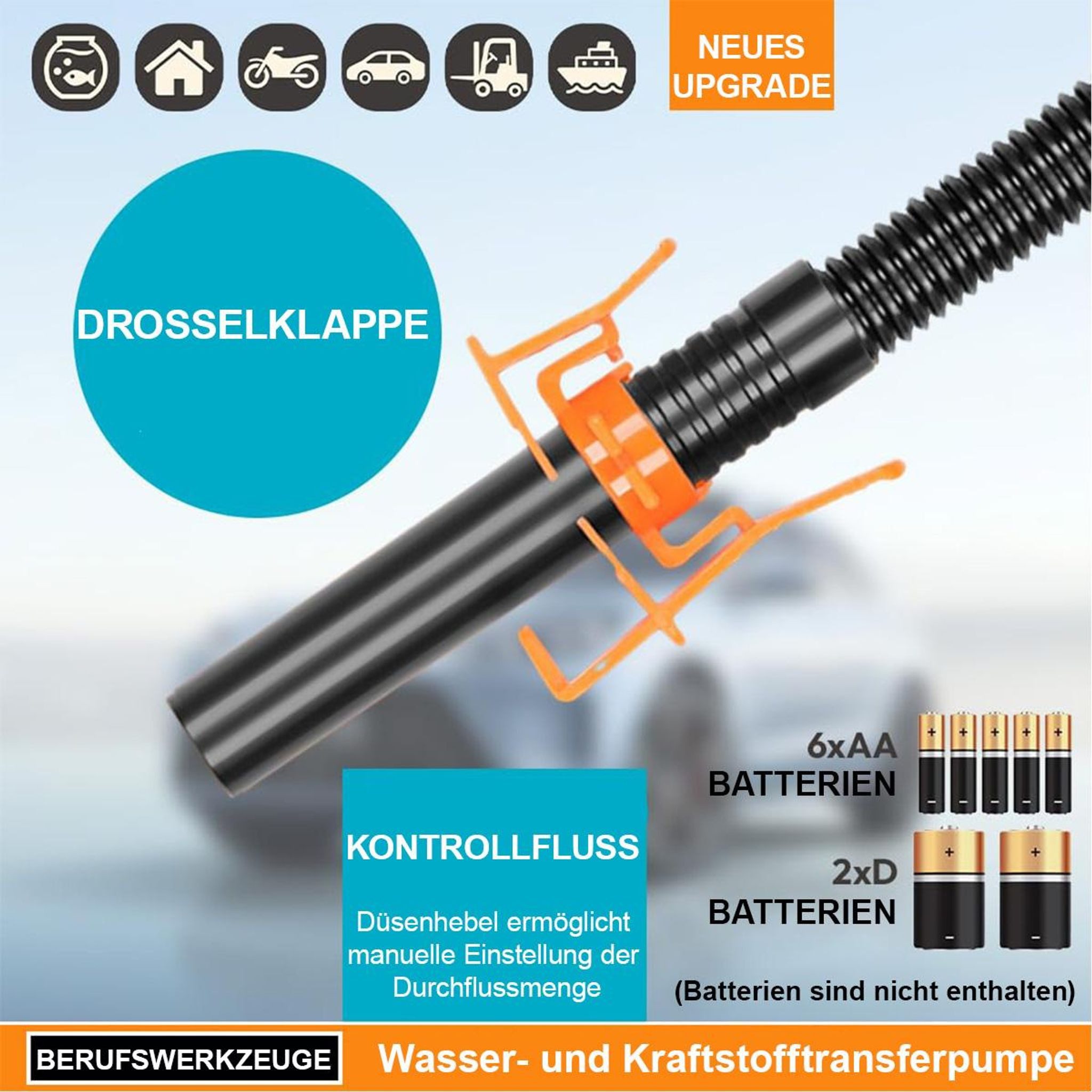 FELIXLEO Elektropumpe Elektrische Siphonpumpe Transferpumpe Benzinpumpe für Kanister – Bild 4 von 5